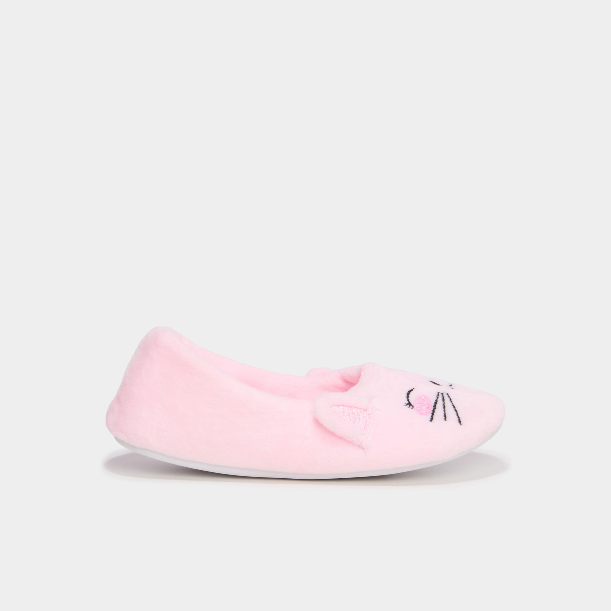 Chaussons ballerines effet velours rose fille