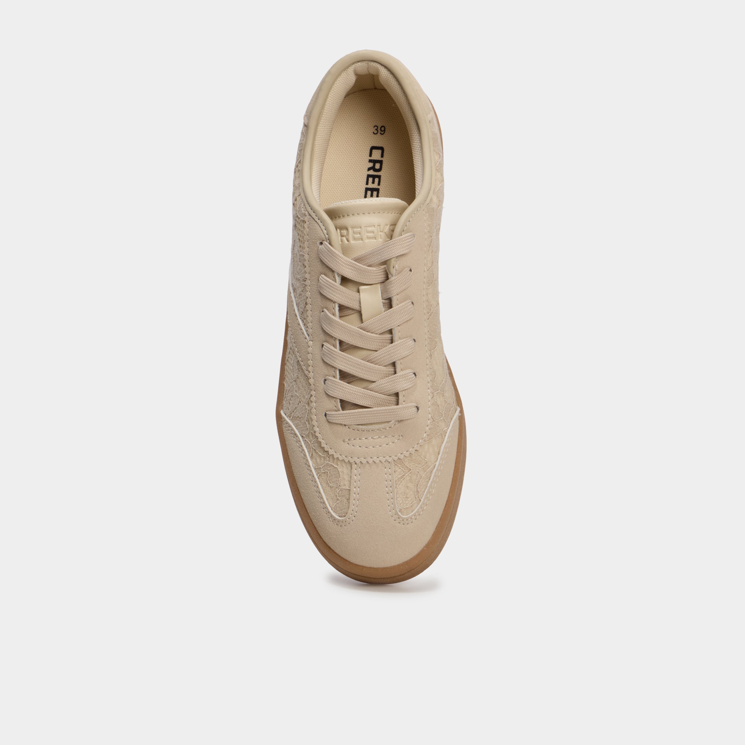 Tennis basses avec dentelle sable femme
