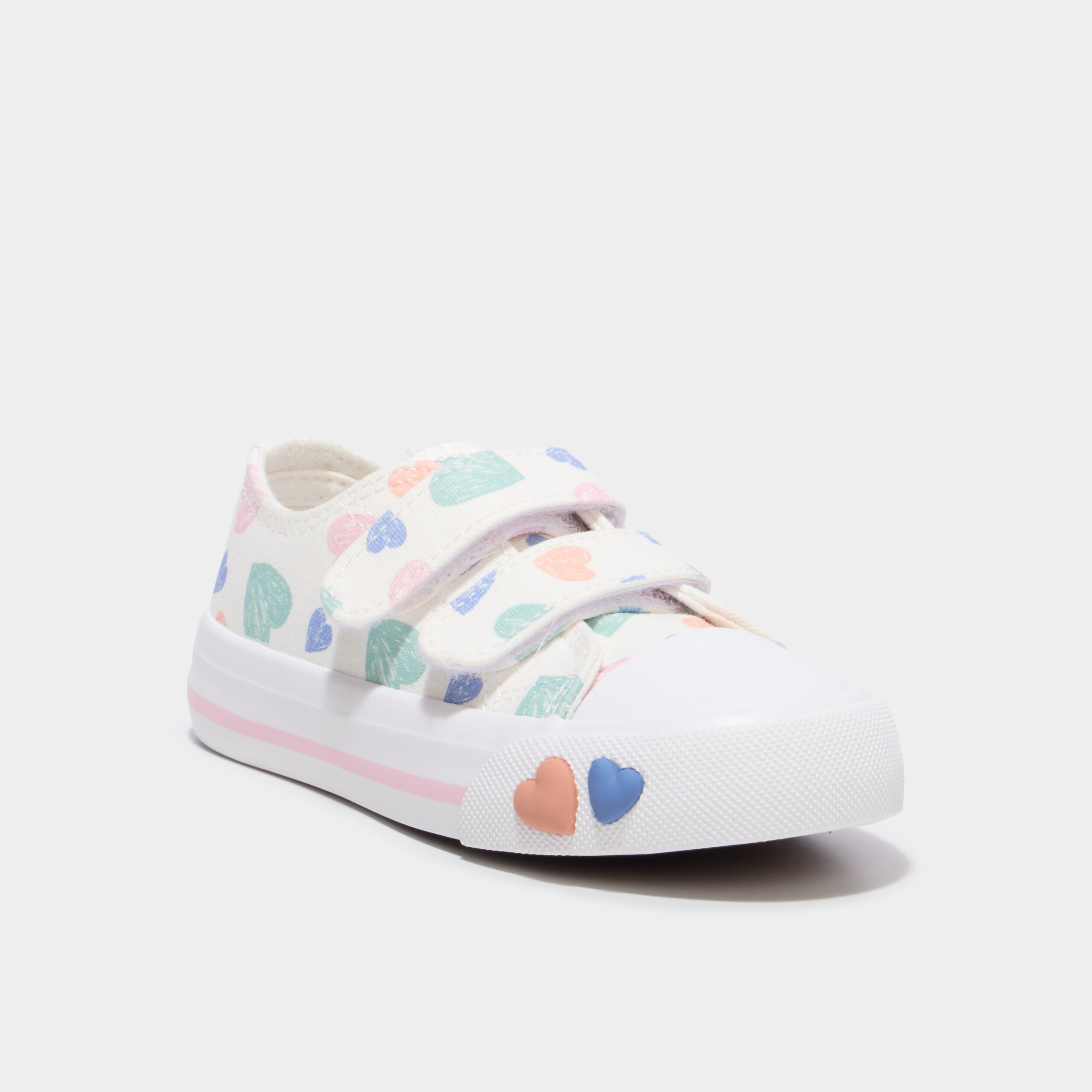 Tennis basses en toile bout renforc&eacute; multicolore fille