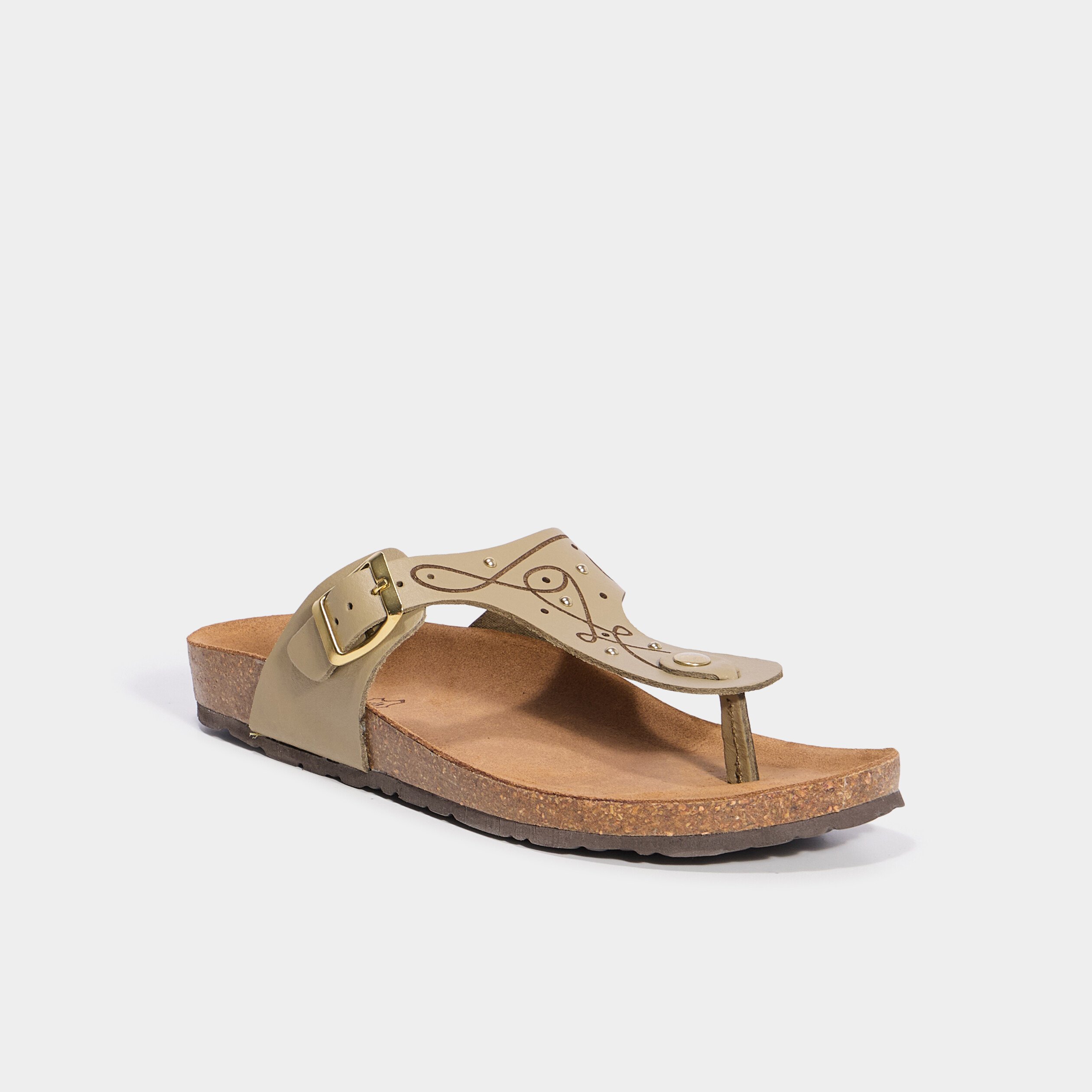mules plates perforees en cuir vert kaki femme Mules plates perforées en cuir vert kaki femme