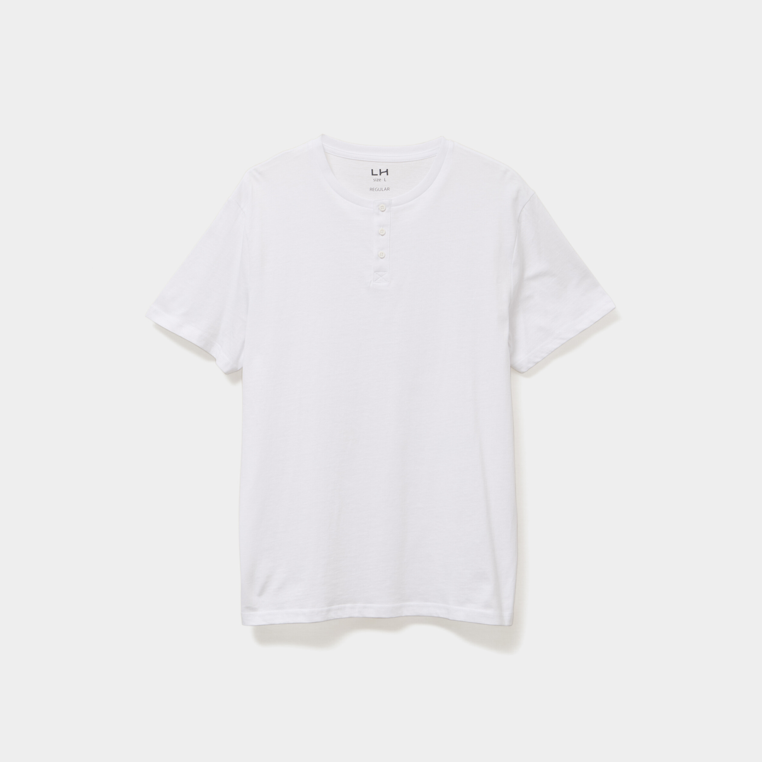 T-shirt col tunisien manches courtes blanc homme