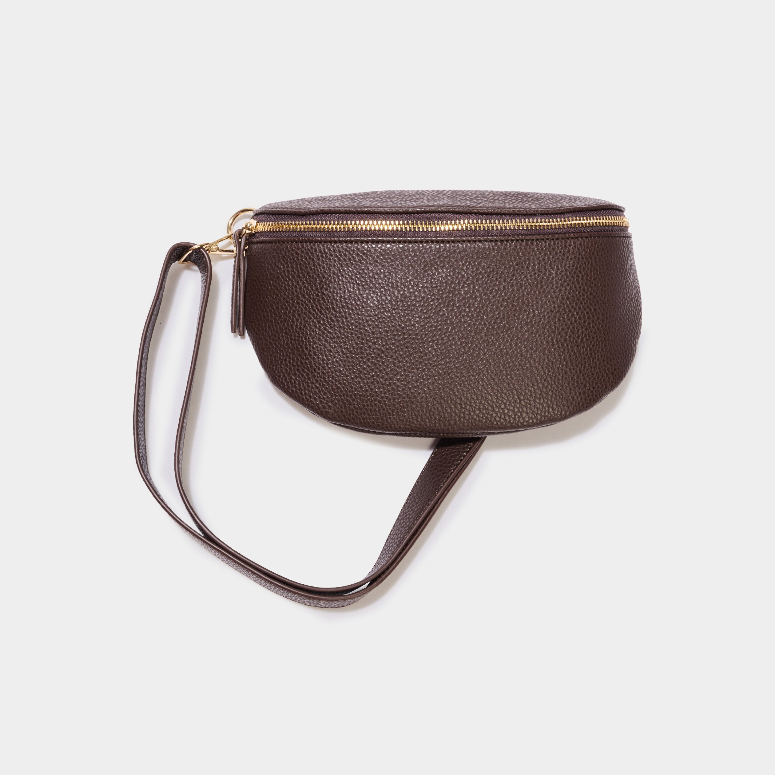 sac banane arrondi marron fonce femme Sac banane arrondi marron foncé femme