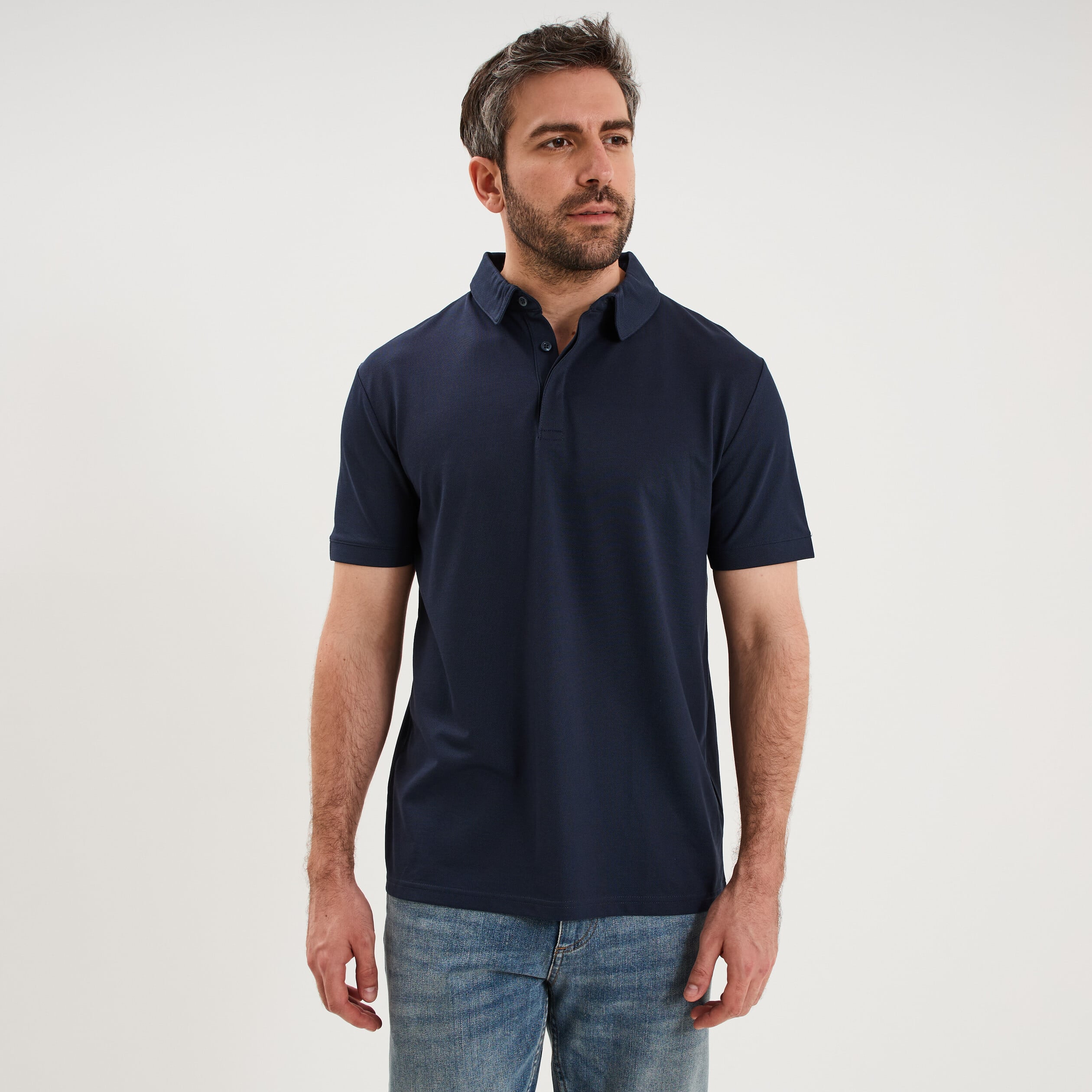 Polo manches courtes bleu p&eacute;trole homme