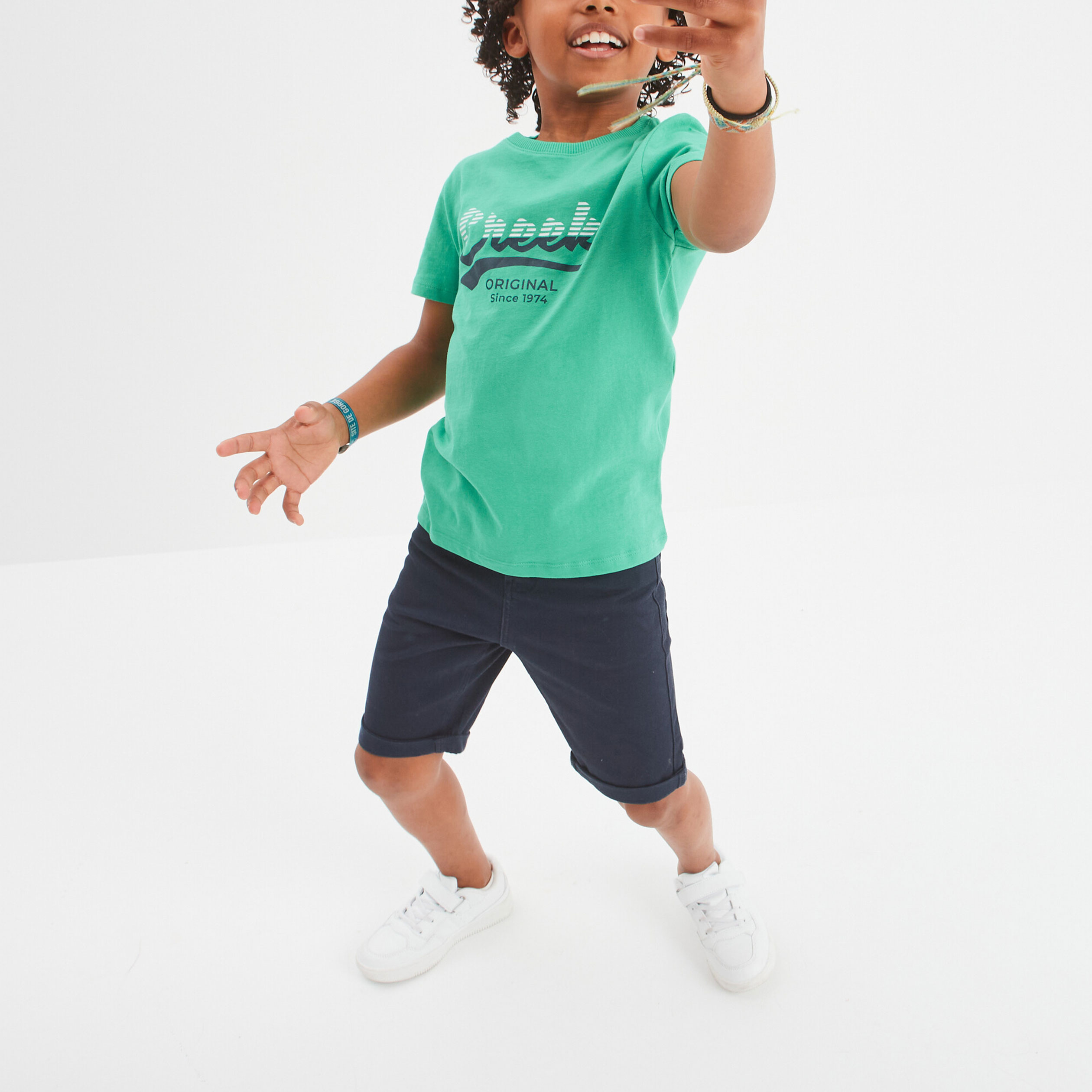 T-shirt col rond manches courtes Creeks vert garçon