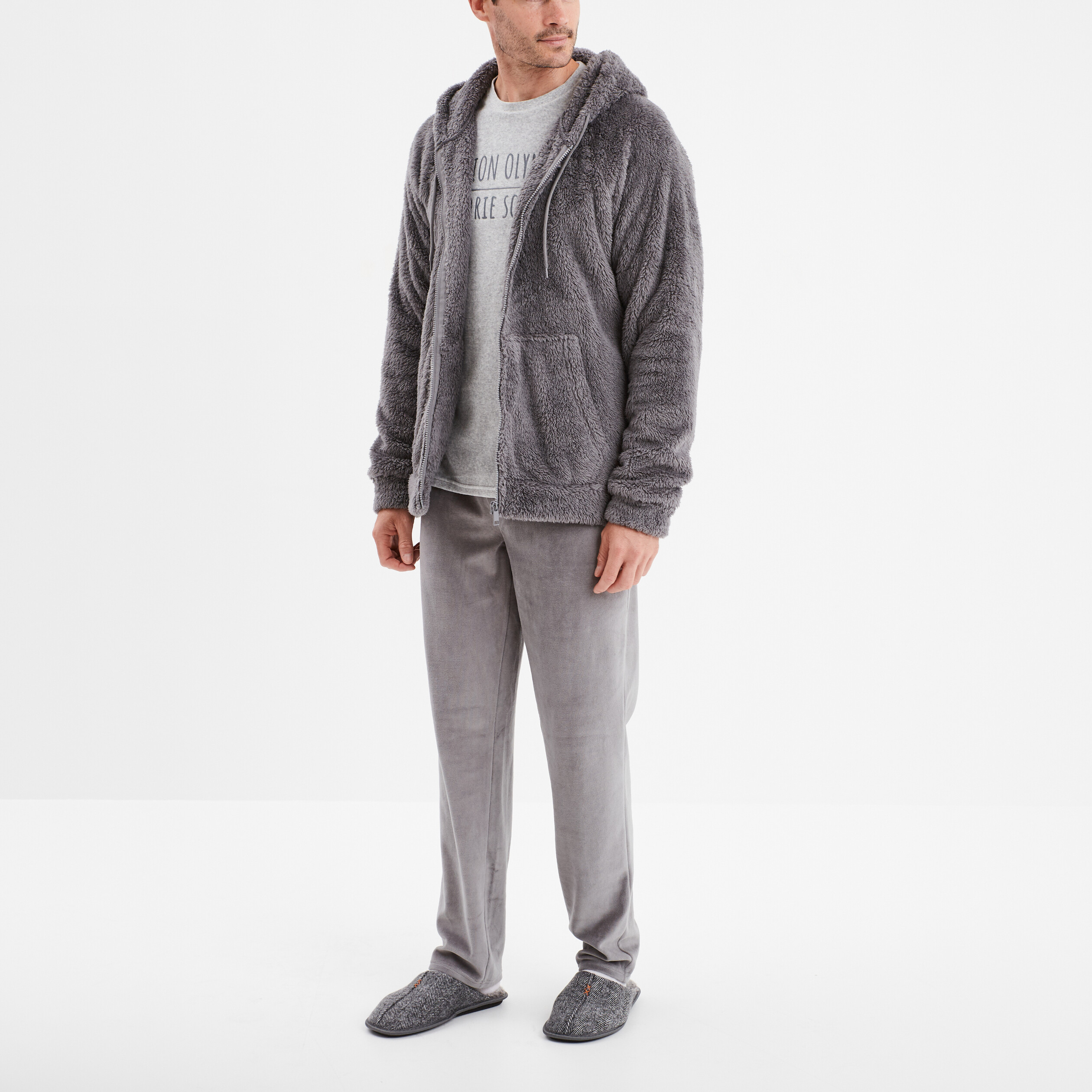 ensemble pyjama 2 pieces haut et bas gris homme Ensemble pyjama 2 pièces haut et bas gris homme