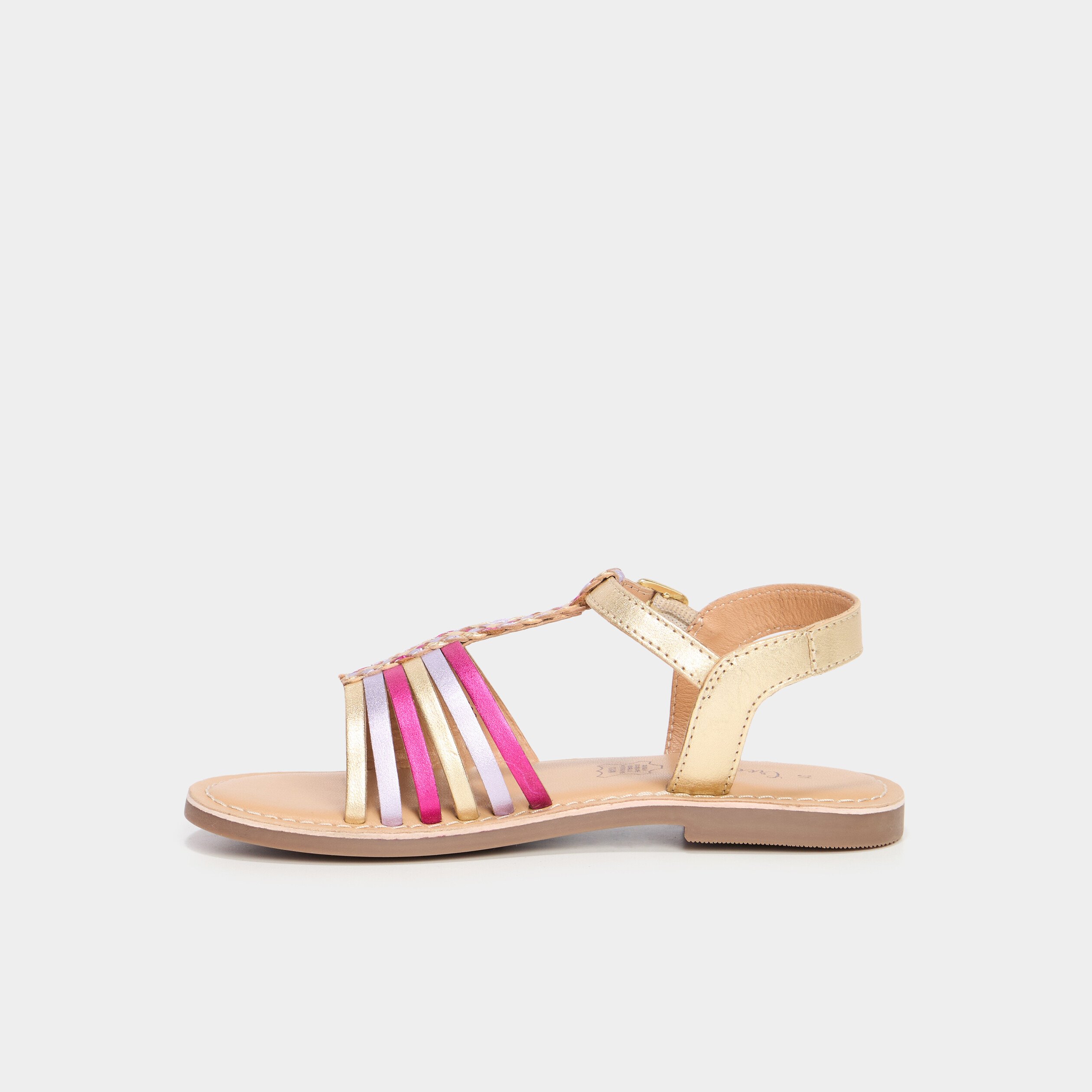 sandales multibrides tressees en cuir multicolore fille Sandales multibrides tressées en cuir multicolore fille