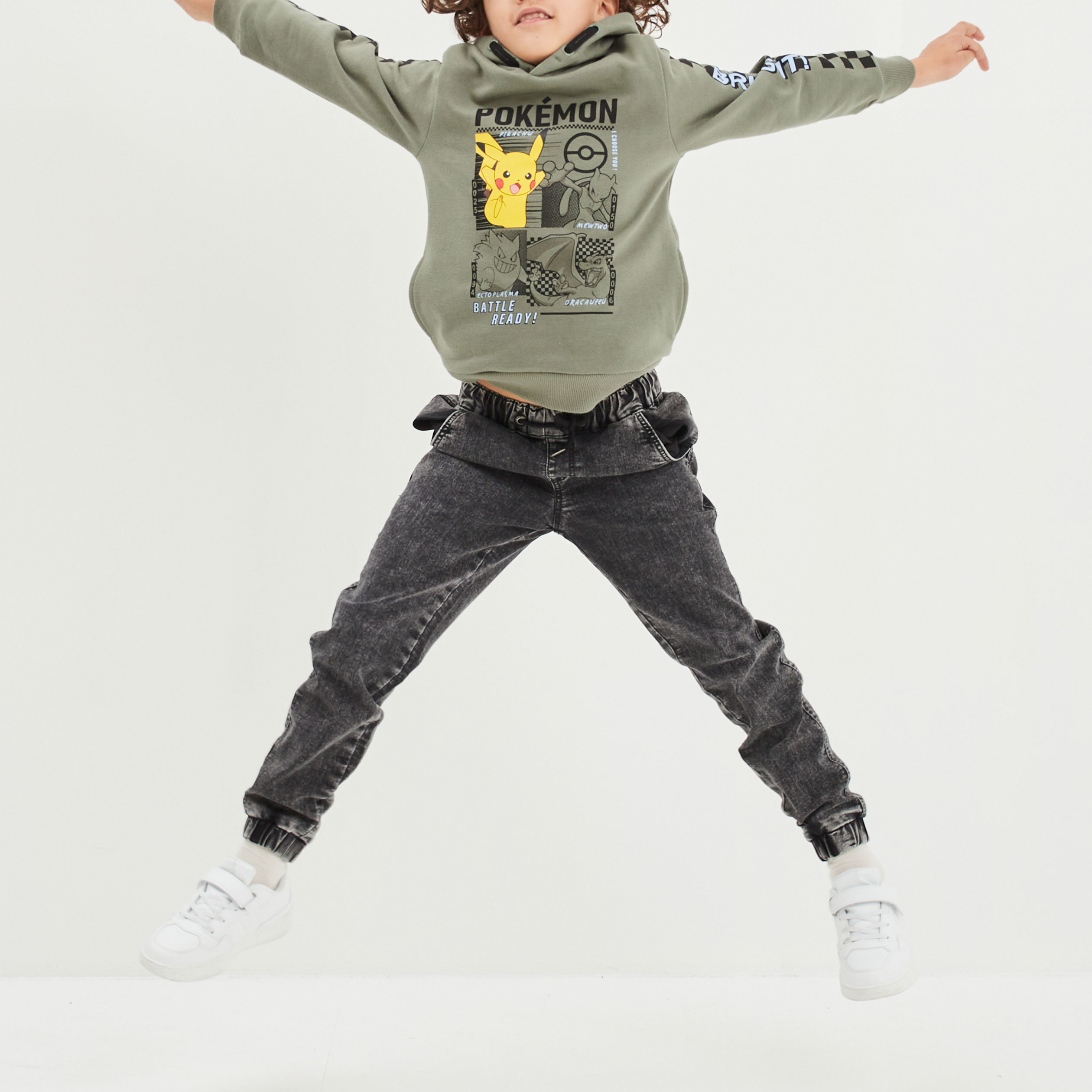 sweat a capuche hoodie pokemon vert kaki garcon Sweat à capuche hoodie Pokémon vert kaki garçon