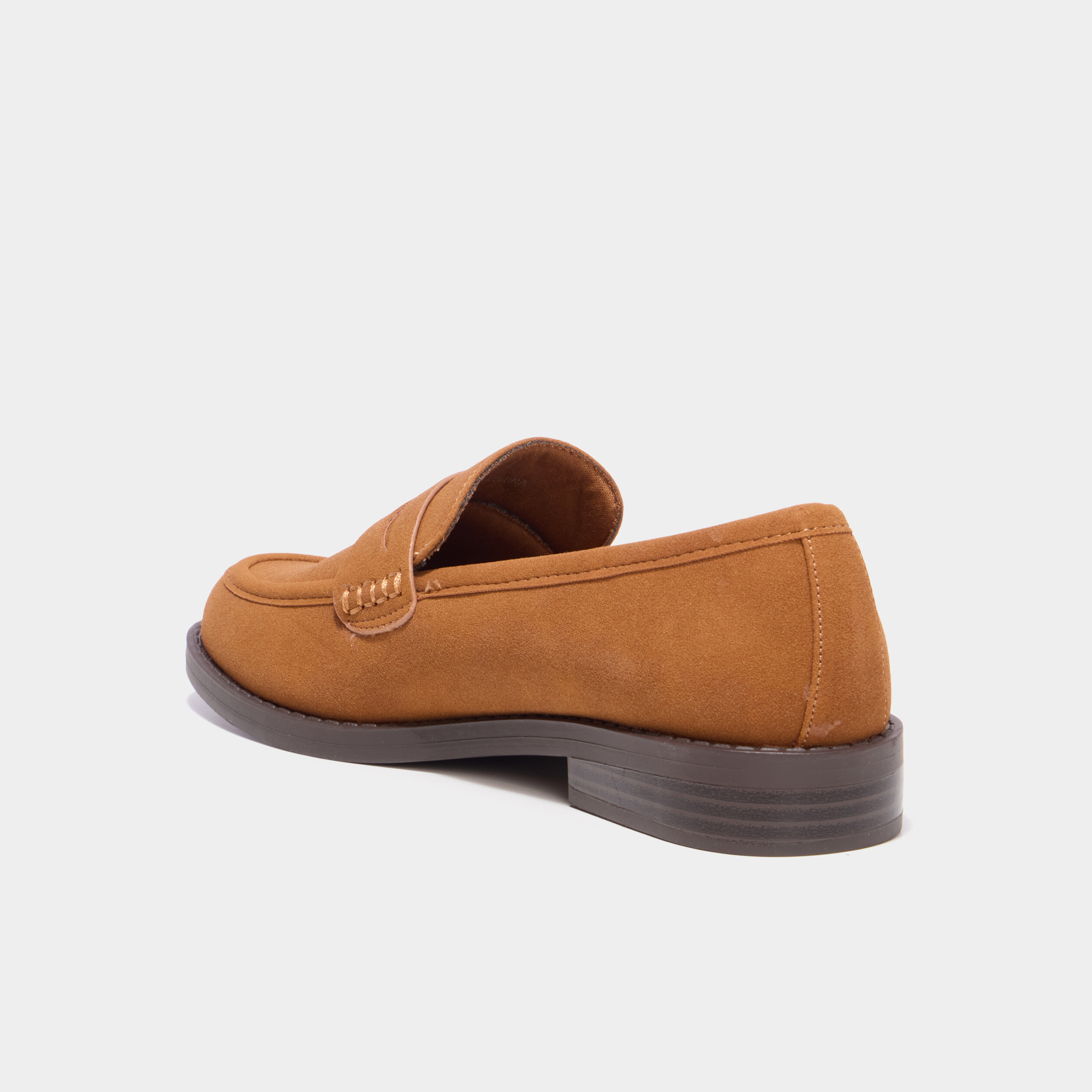Mocassins effet su&eacute;dine marron femme