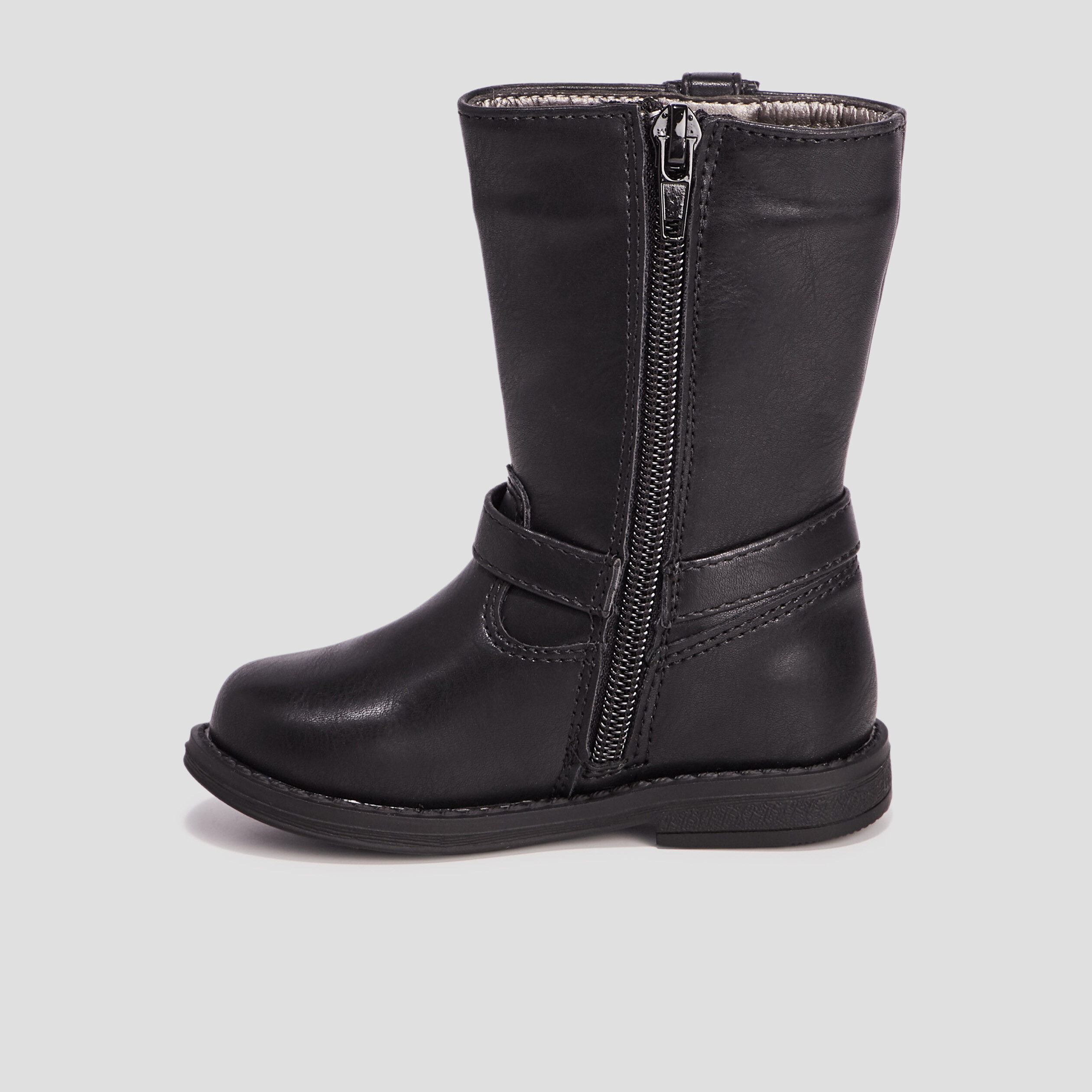 Bottes zippées avec boucles noir bébé fille