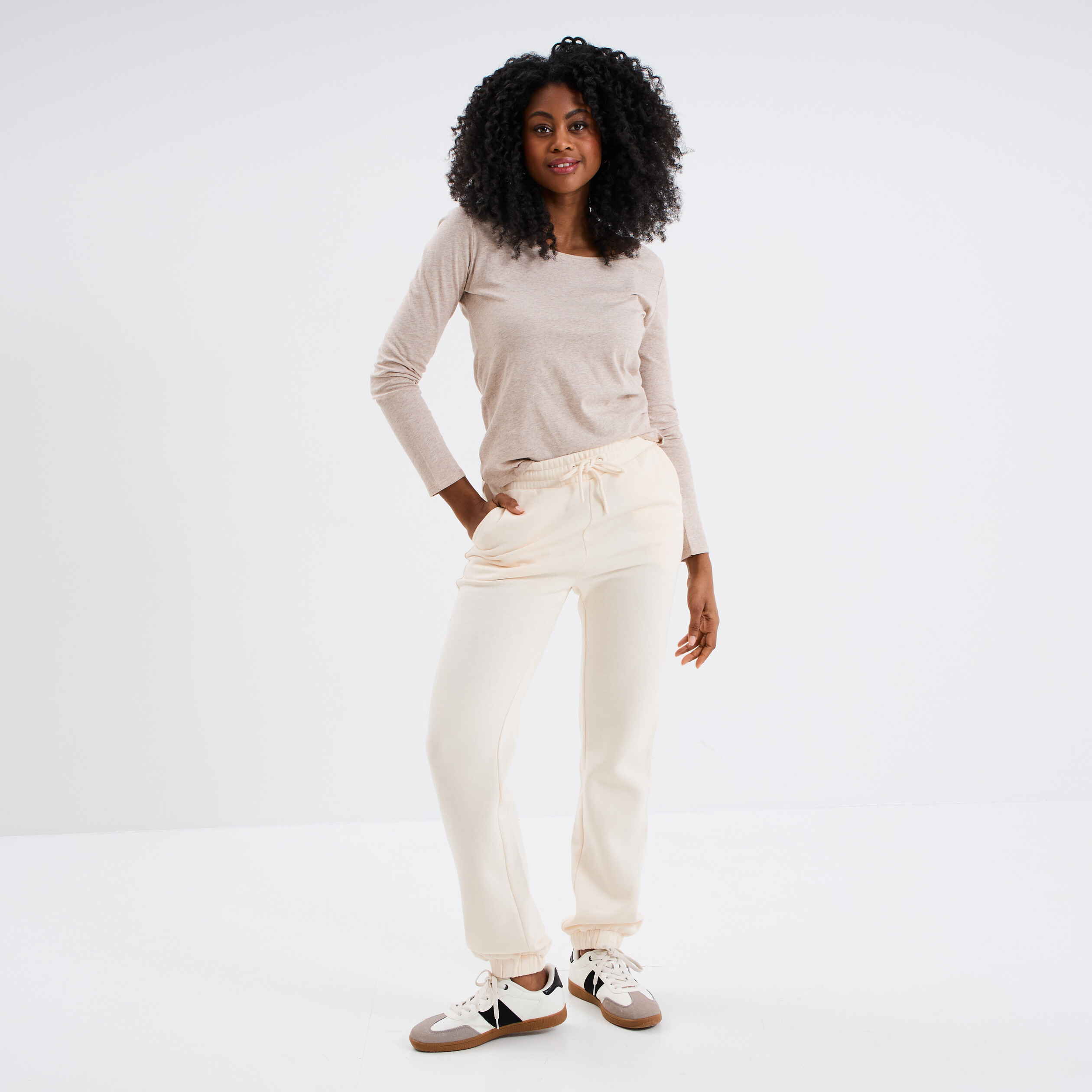 t shirt a manches longues beige femme T-shirt à manches longues beige femme