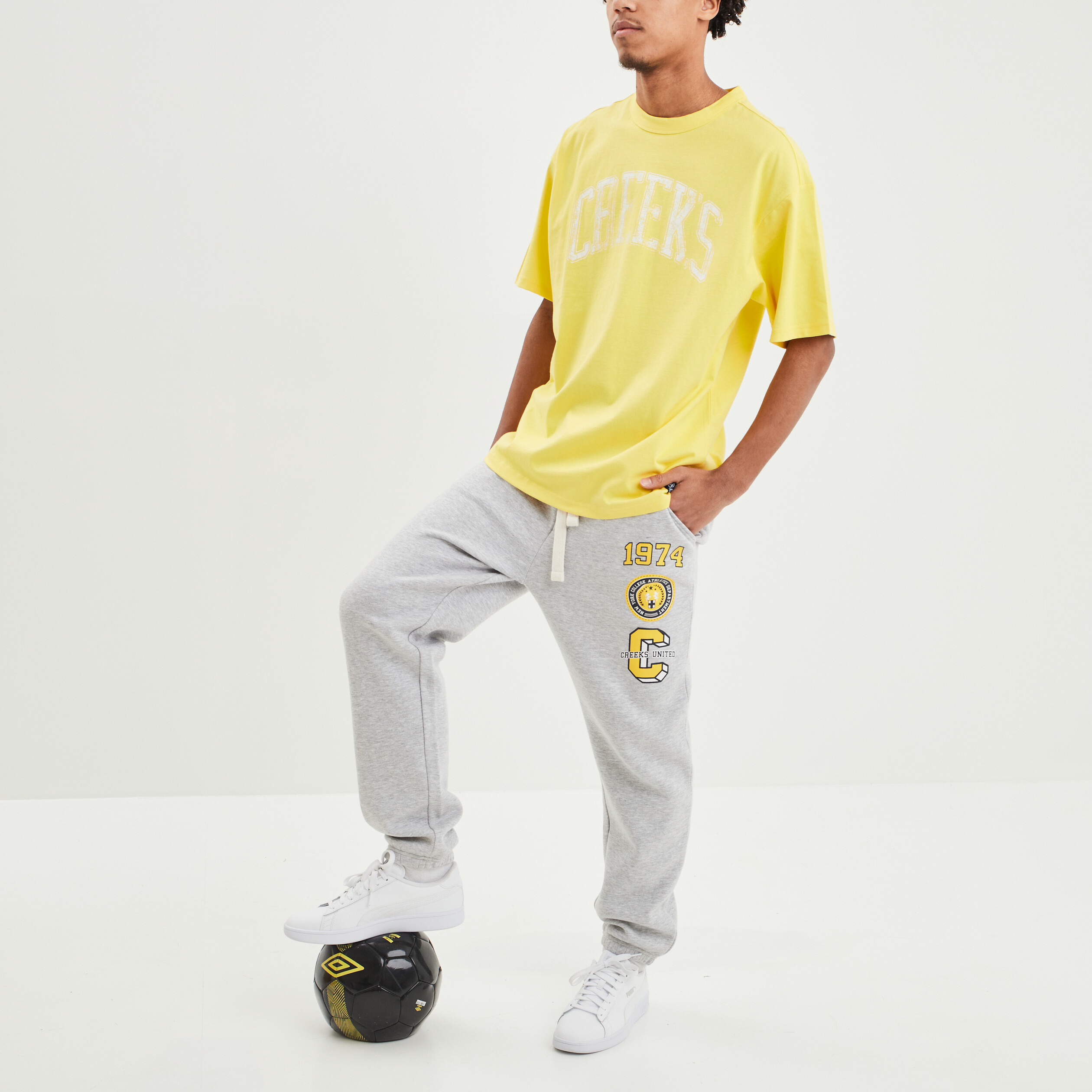 T-shirt manches courtes oversize Creeks jaune citron homme