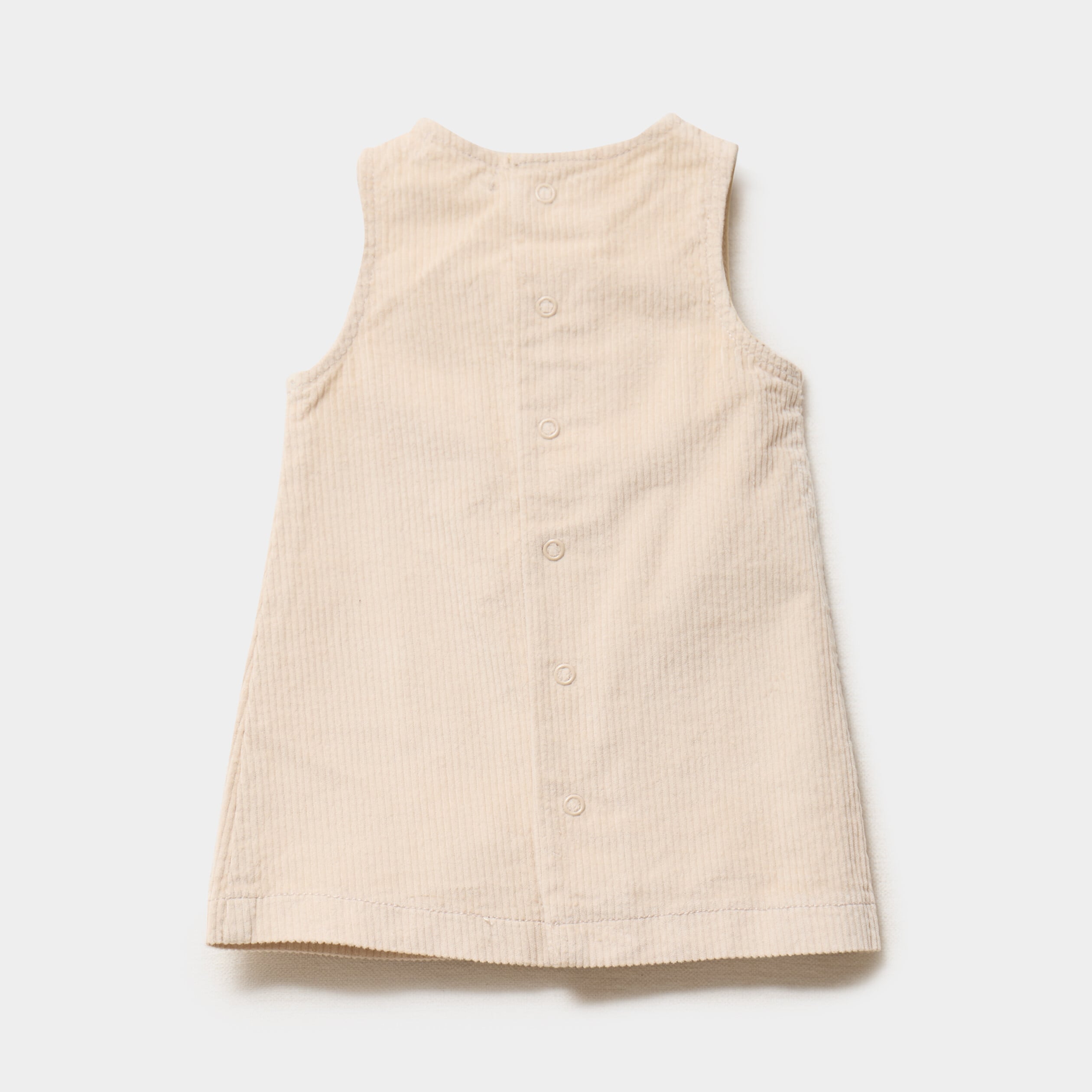Robe chasuble effet velours c&ocirc;tel&eacute; coton creme b&eacute;b&eacute; fille