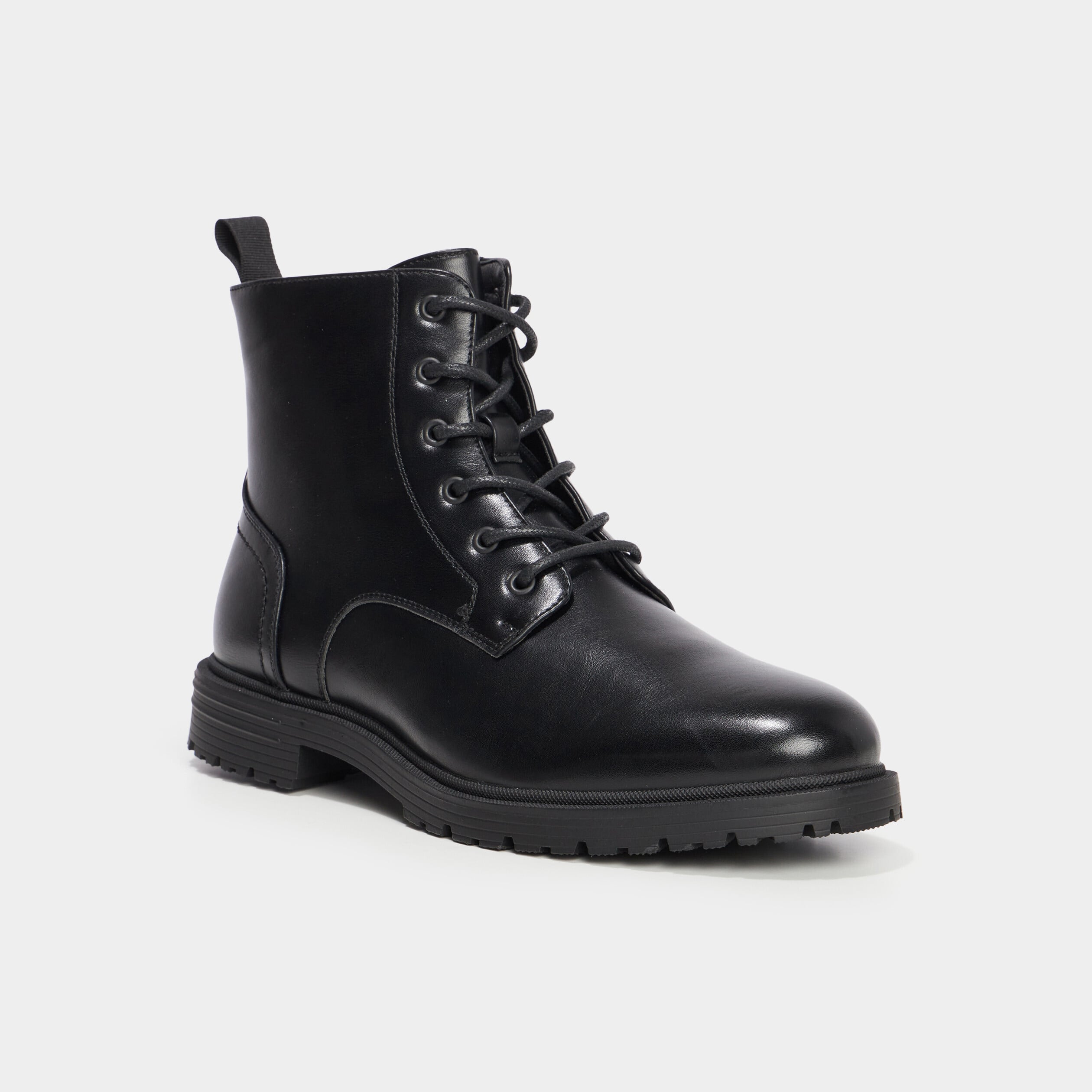 Bottines zipp&eacute;es effet similicuir noir homme