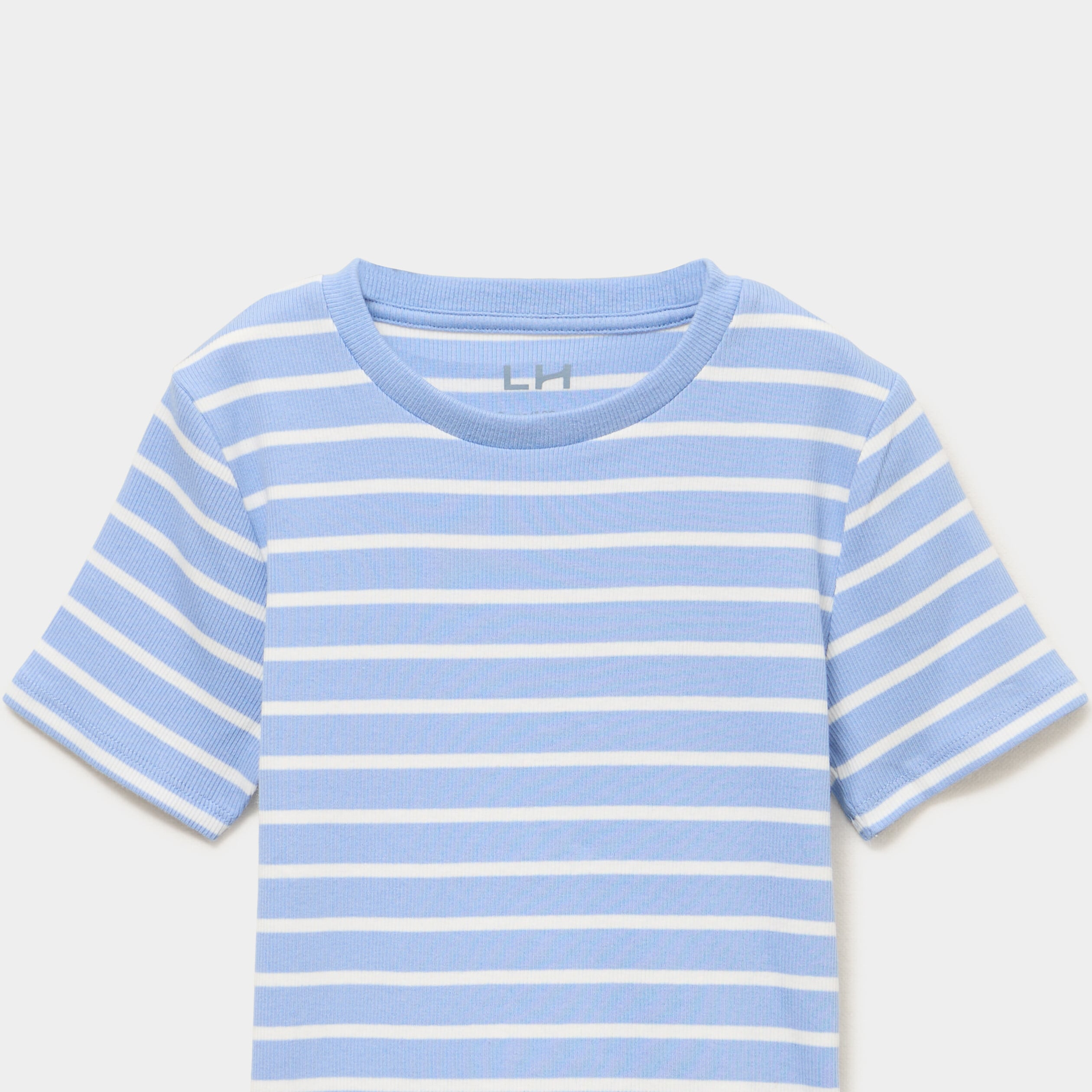 T-shirt marini&egrave;re manches courtes bleu pastel fille