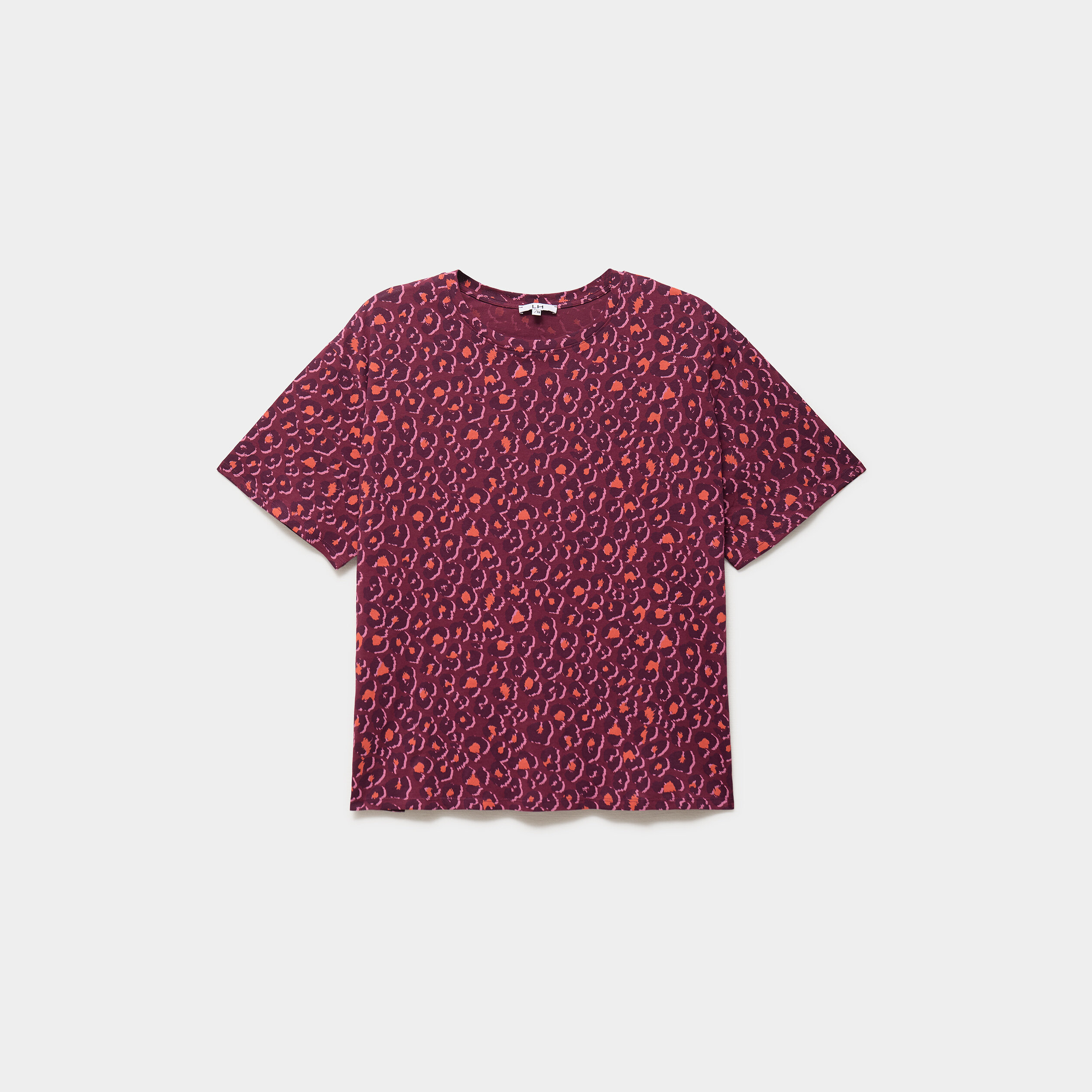 T-shirt col rond manches courtes coton bordeaux femme grande taille