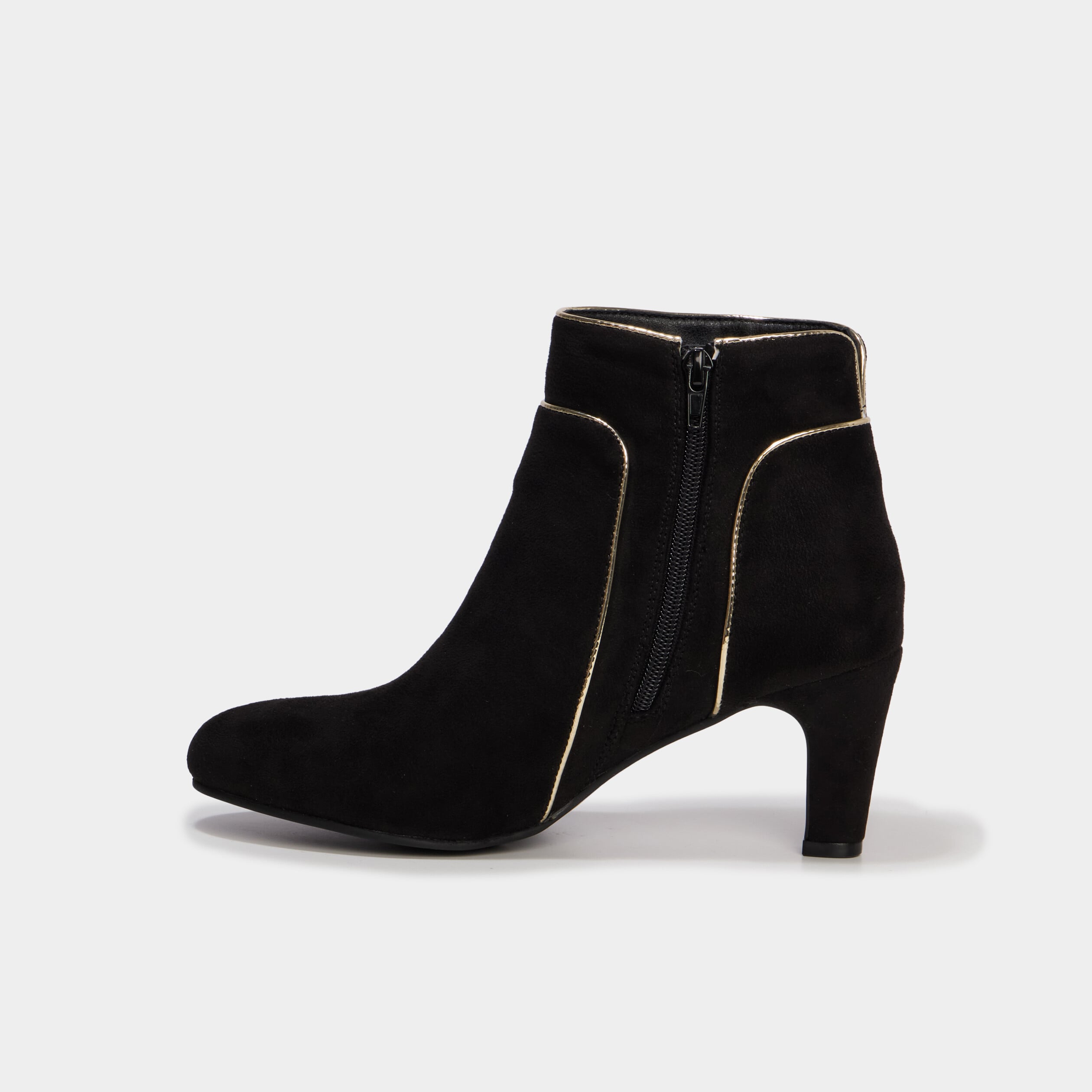 Bottines effet su&eacute;dine &agrave; talons noir femme