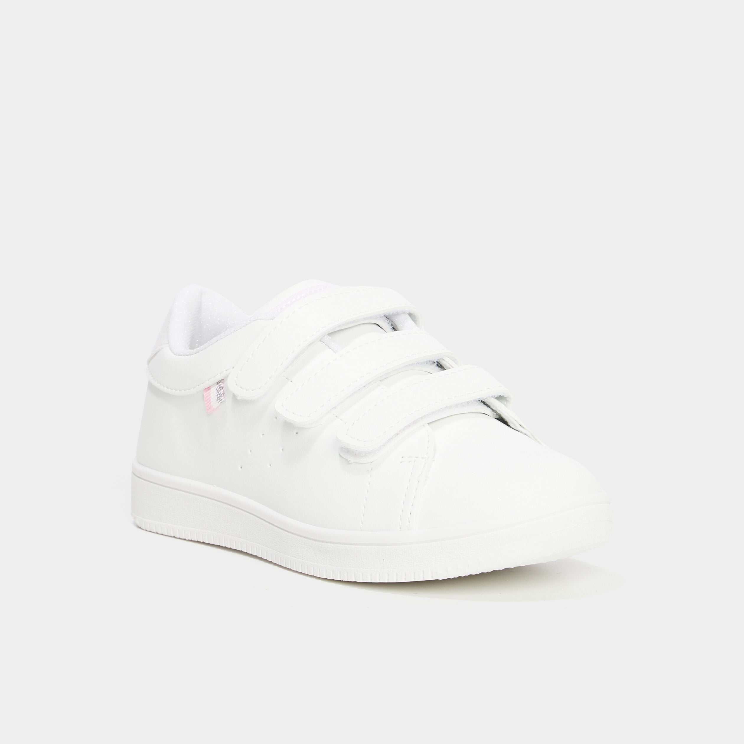 Tennis &agrave; scratchs empi&egrave;cement talon blanc fille