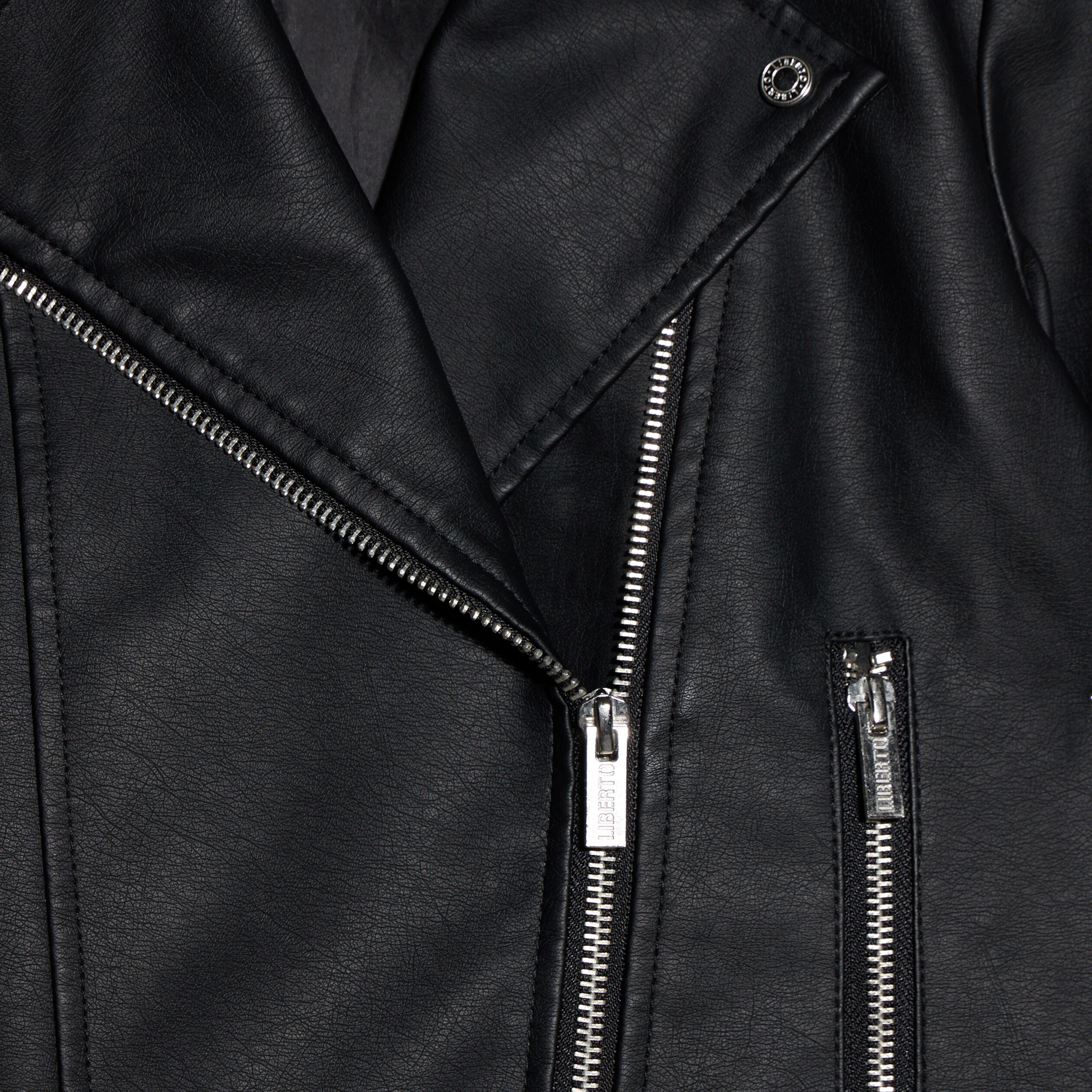 Veste courte biker simili cuir noir fille
