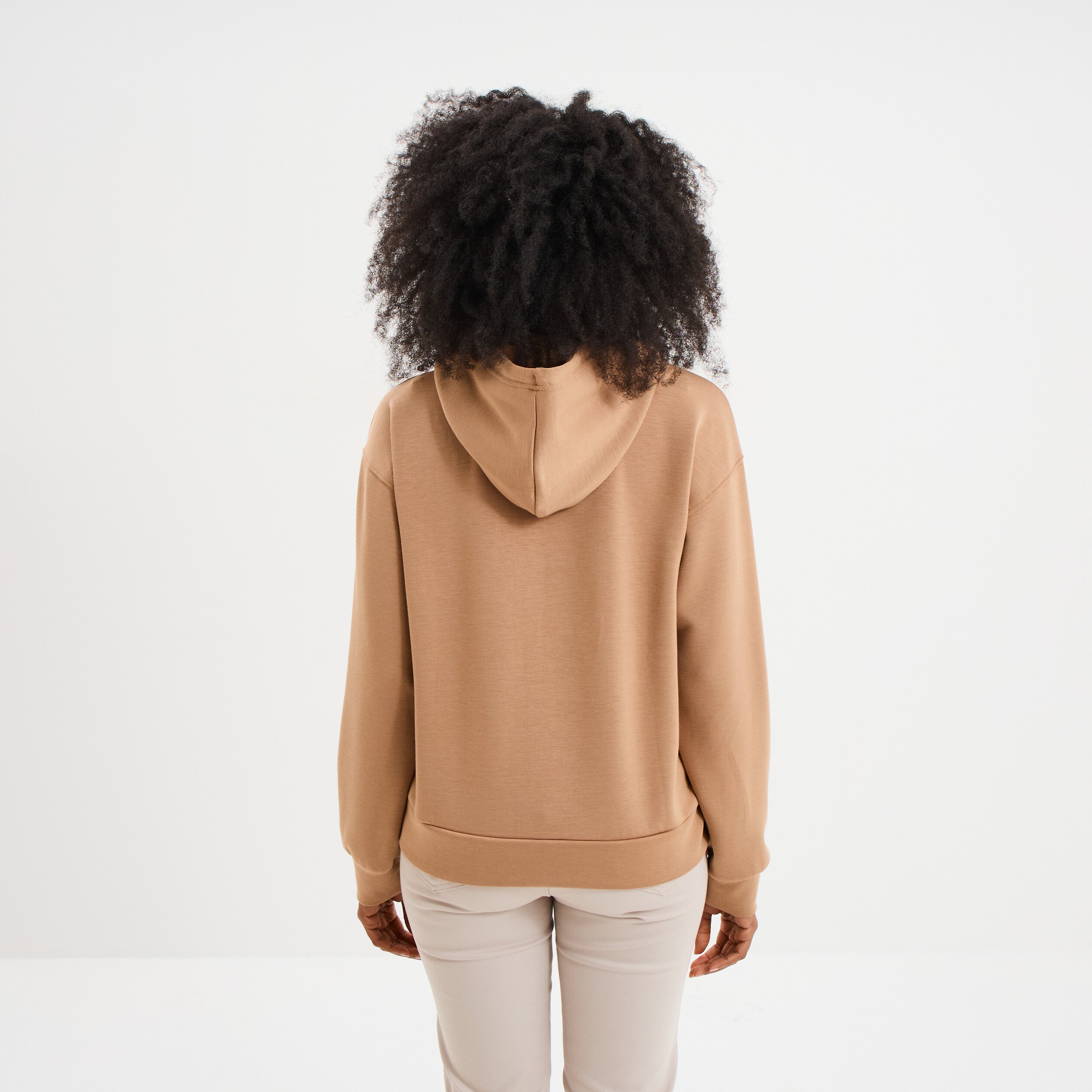 sweat hoodie manches longues a capuche taupe femme Sweat hoodie manches longues à capuche taupe femme