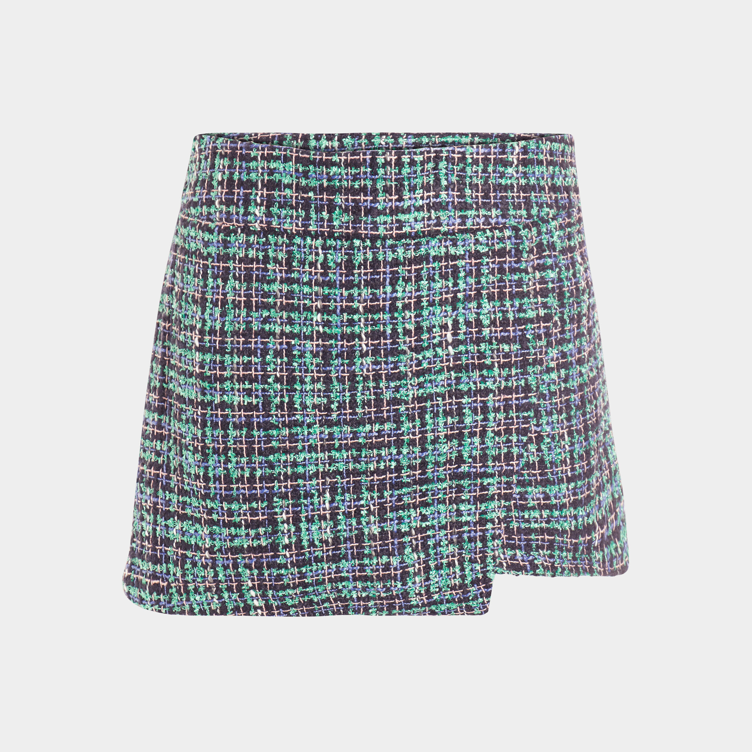 Jupe-short droite avec boucle bleu electrique femme