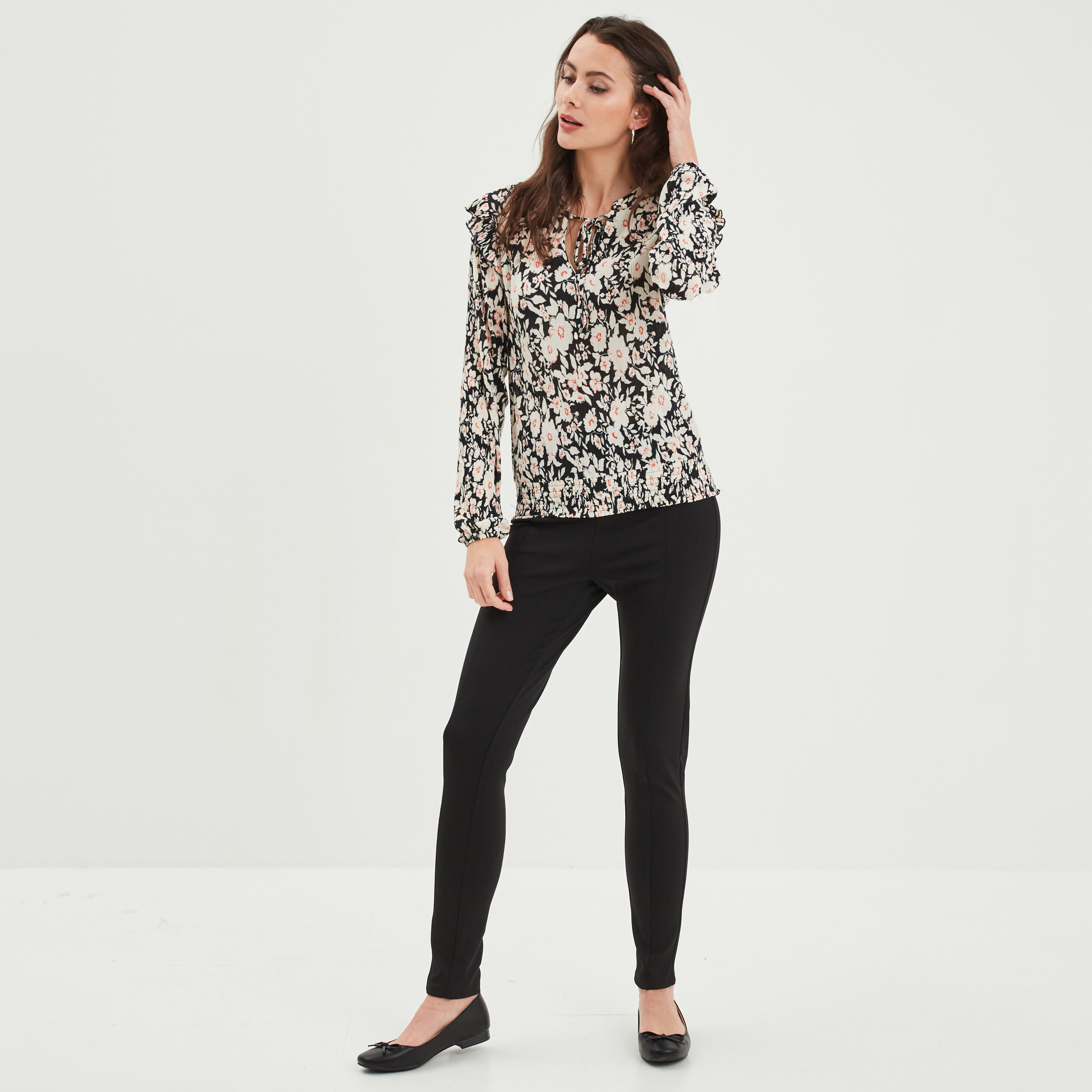 t shirt cordons a nouer et volants noir femme T-shirt cordons à nouer et volants noir femme