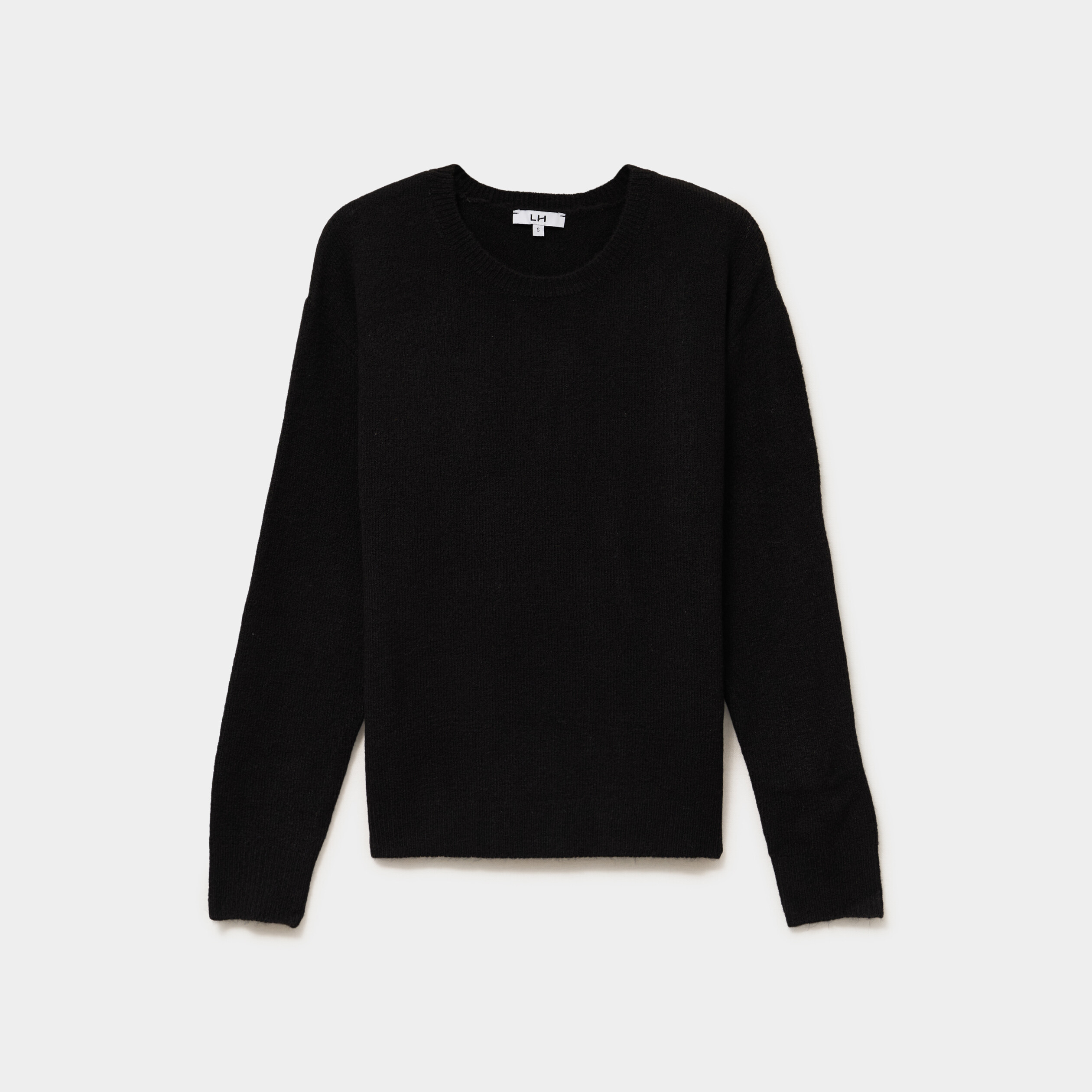 Pull col rond manches longues noir femme