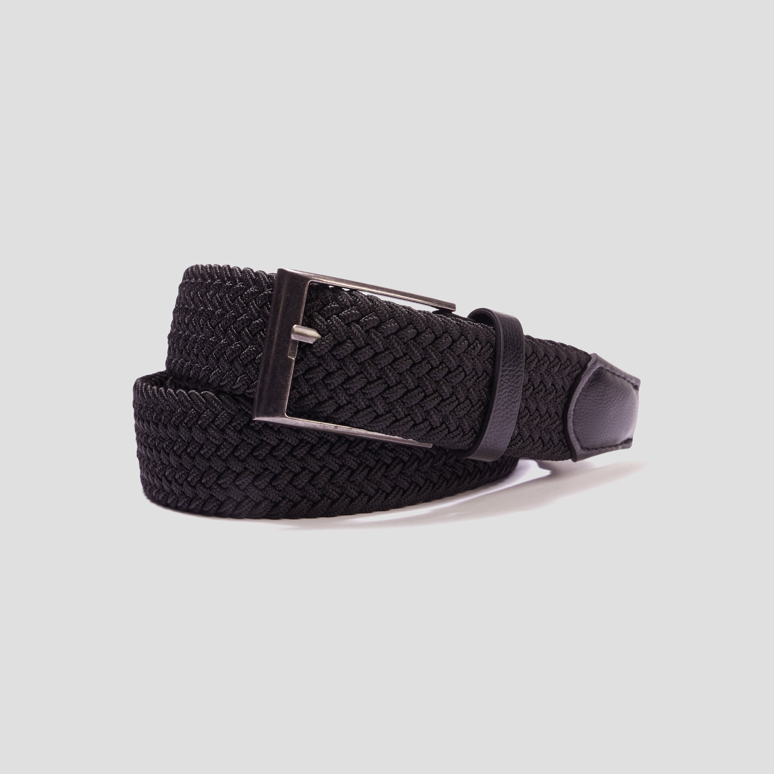 Ceinture tress&eacute;e noir homme