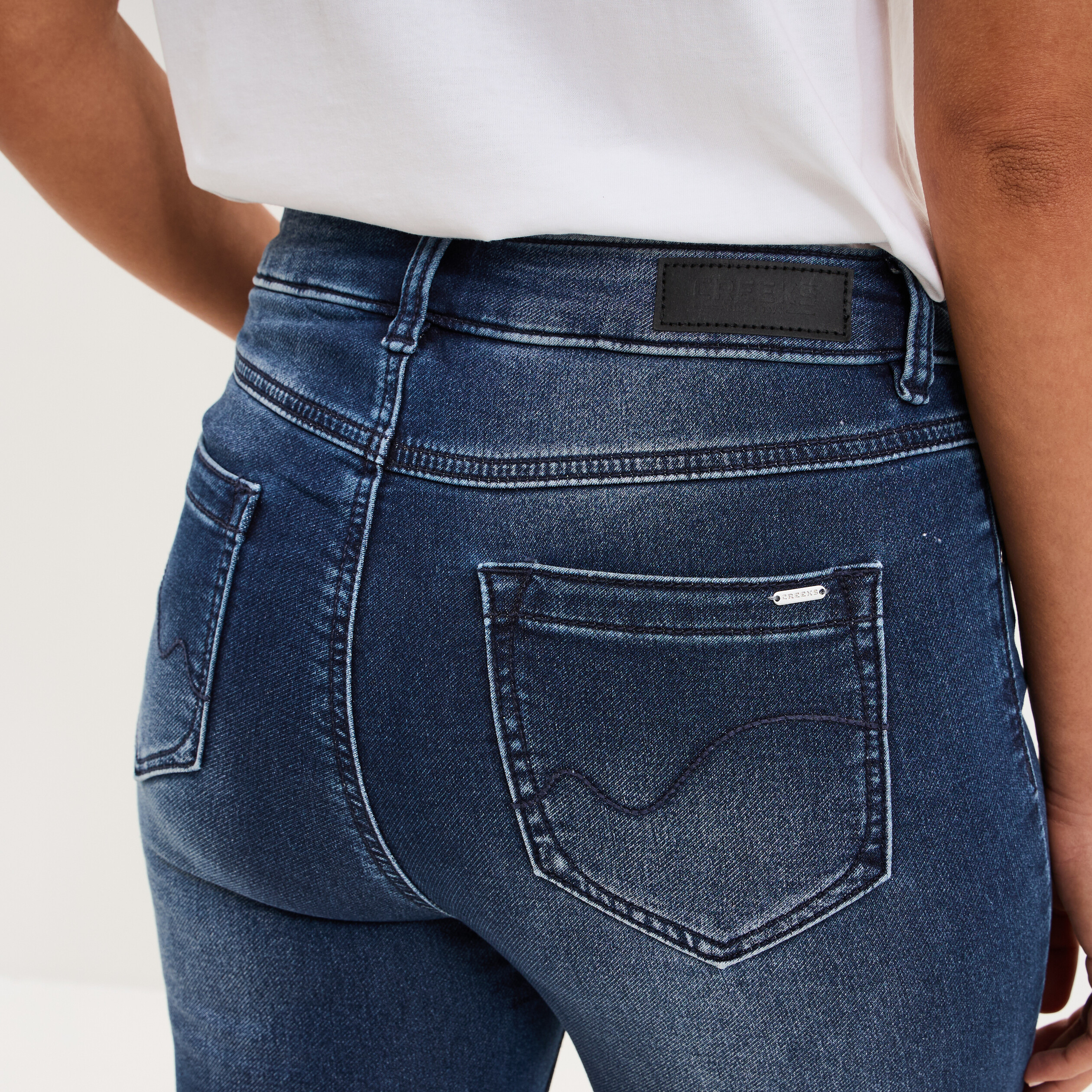 Jean stretch slim 7/8 &egrave;me denim brut femme