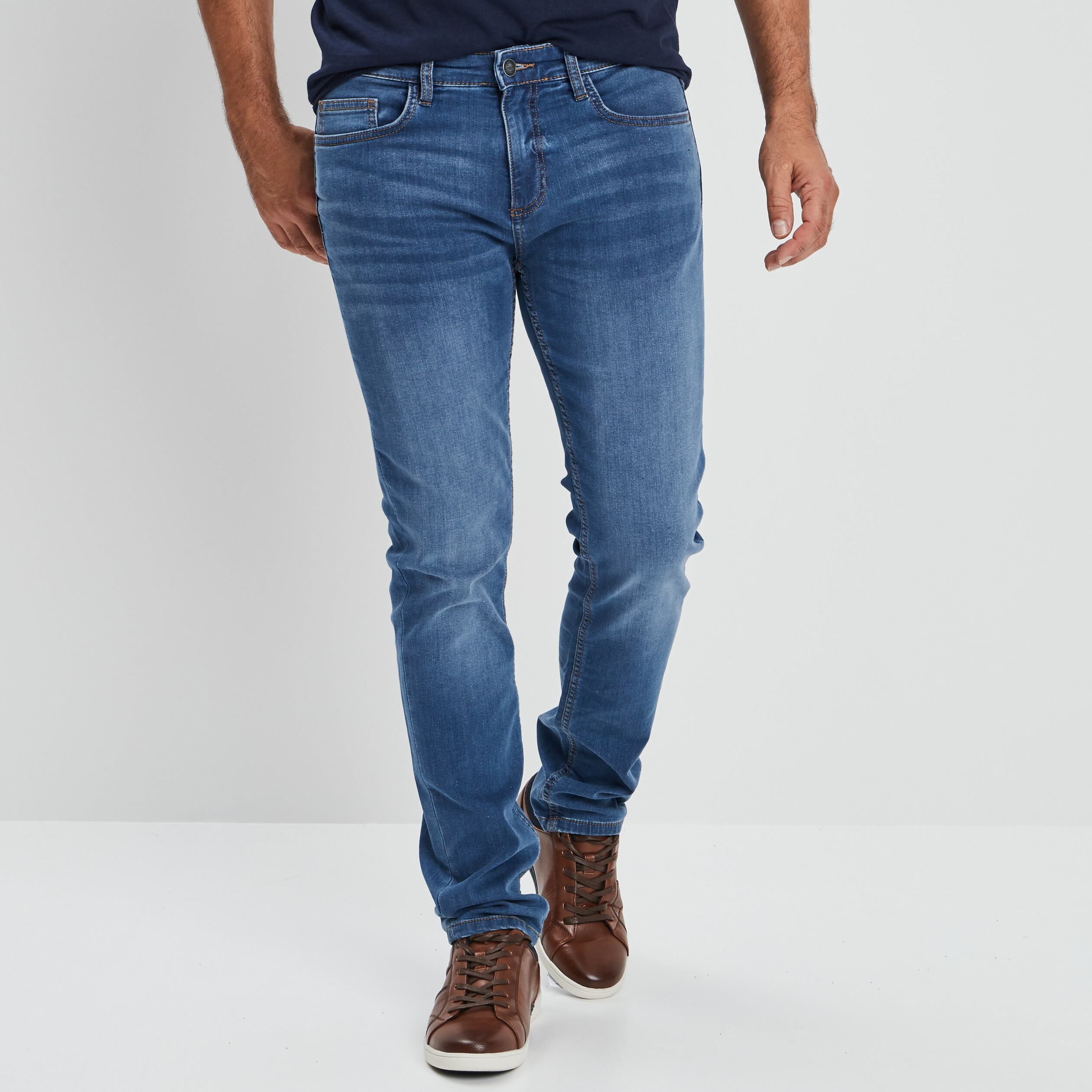 Jean stretch coupe slim denim double stone homme