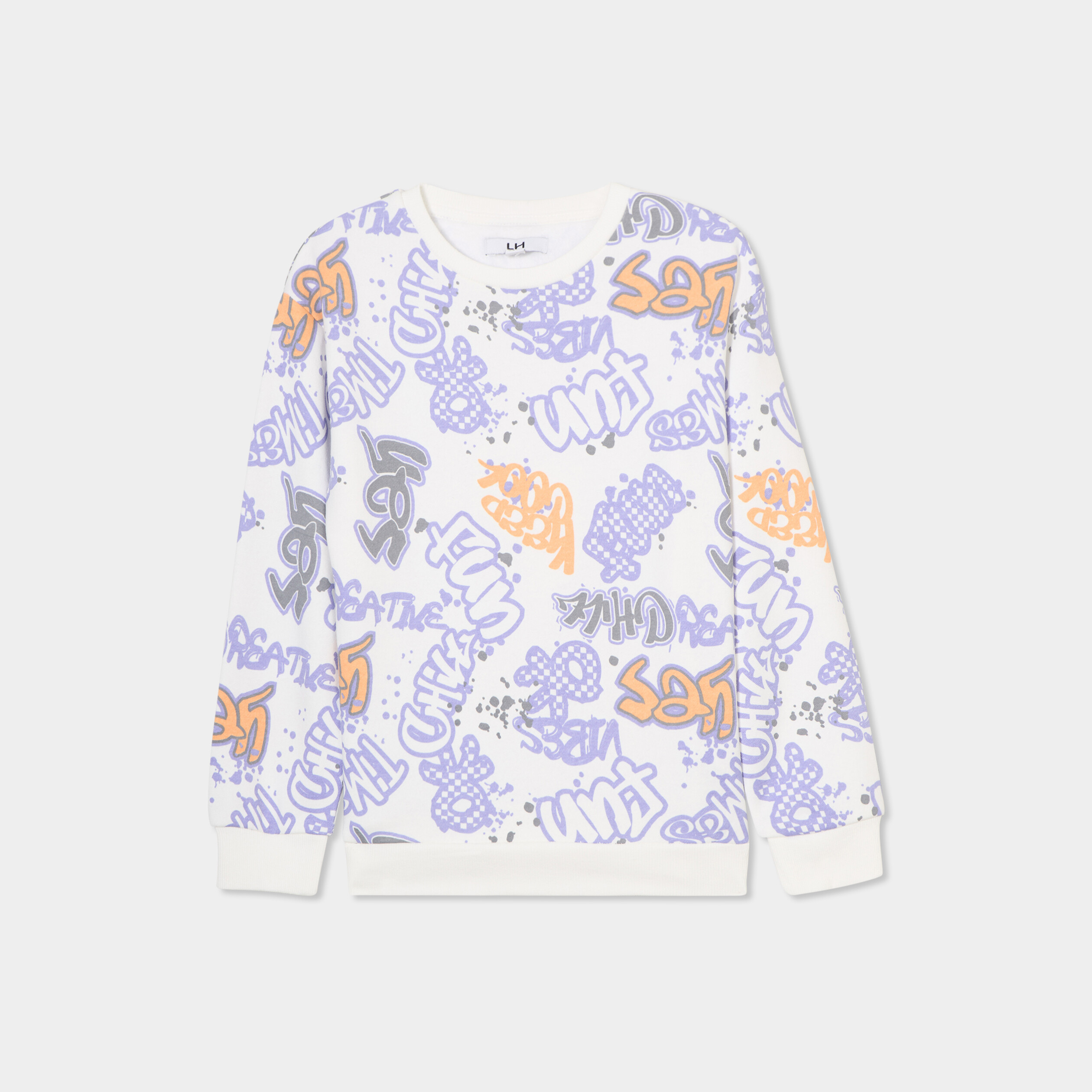 sweat col rond manches longues gris garcon Sweat col rond manches longues gris garçon