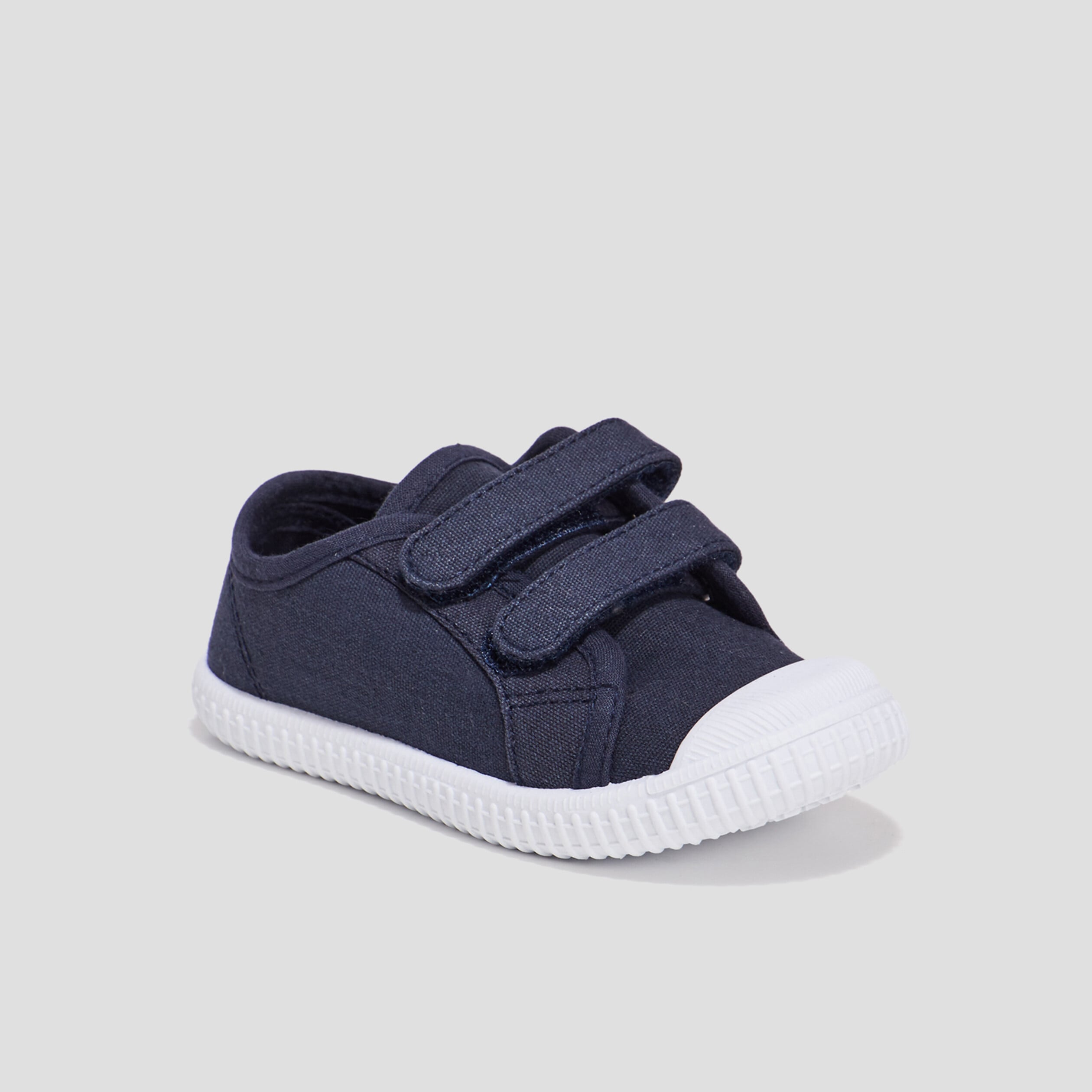 Tennis en toile bout renforc&eacute; &agrave; scratchs bleu marine gar&ccedil;on