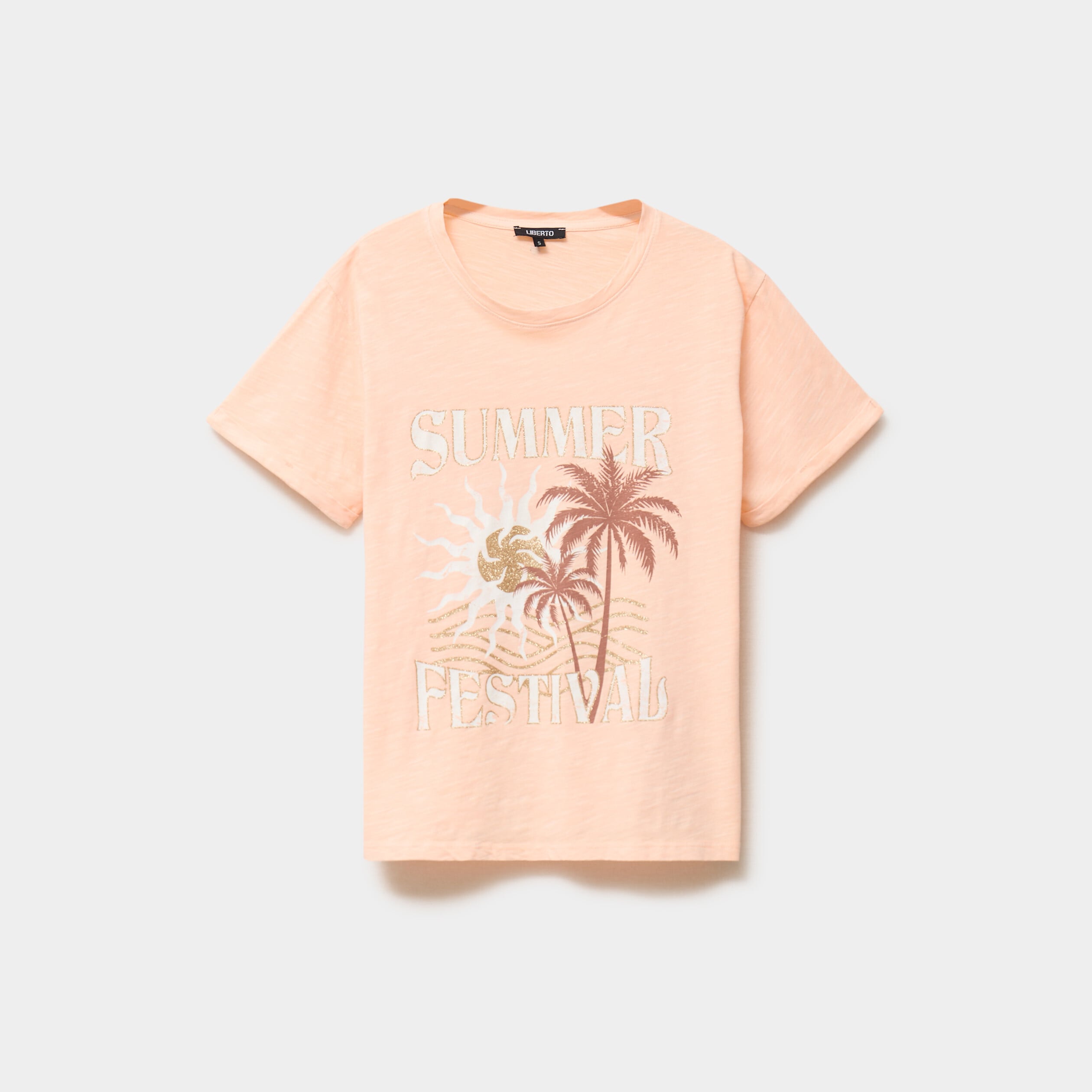 T-shirt manches courtes coton orange fluo femme