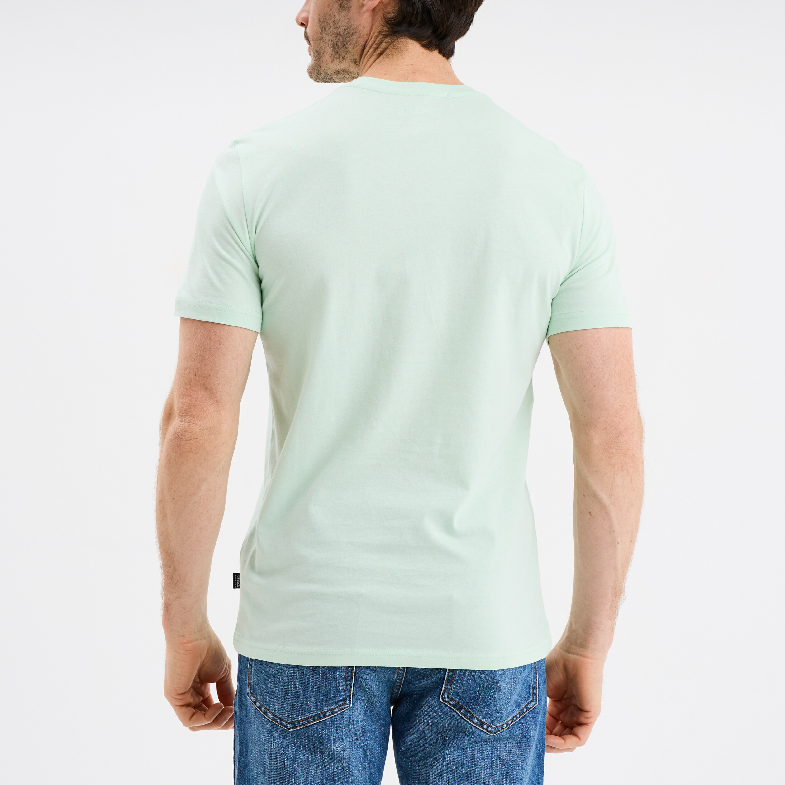 t shirt col rond manches courtes coton vert pastel homme T-shirt col rond manches courtes coton vert pastel homme