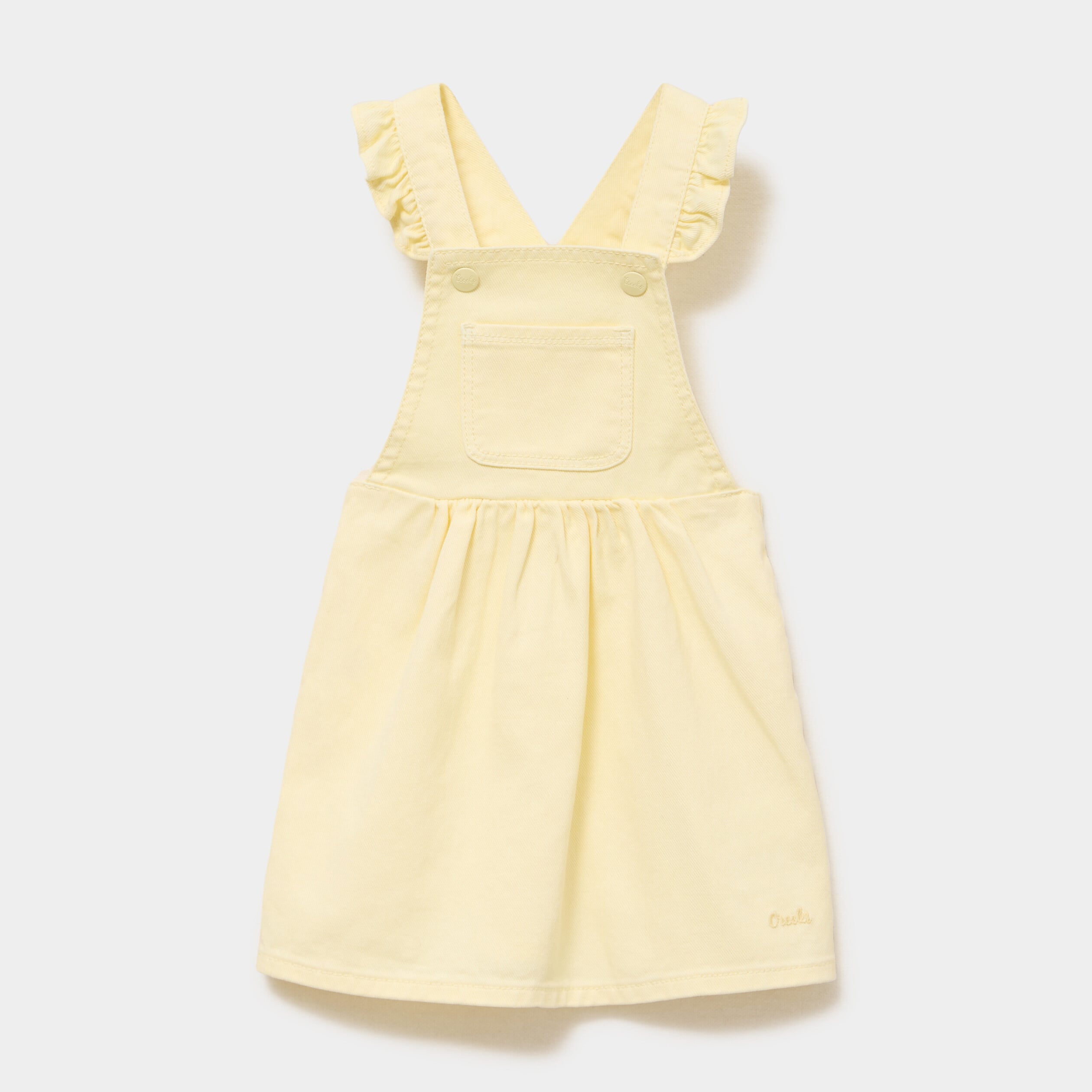 Robe salopette &agrave; volants jaune clair b&eacute;b&eacute; fille