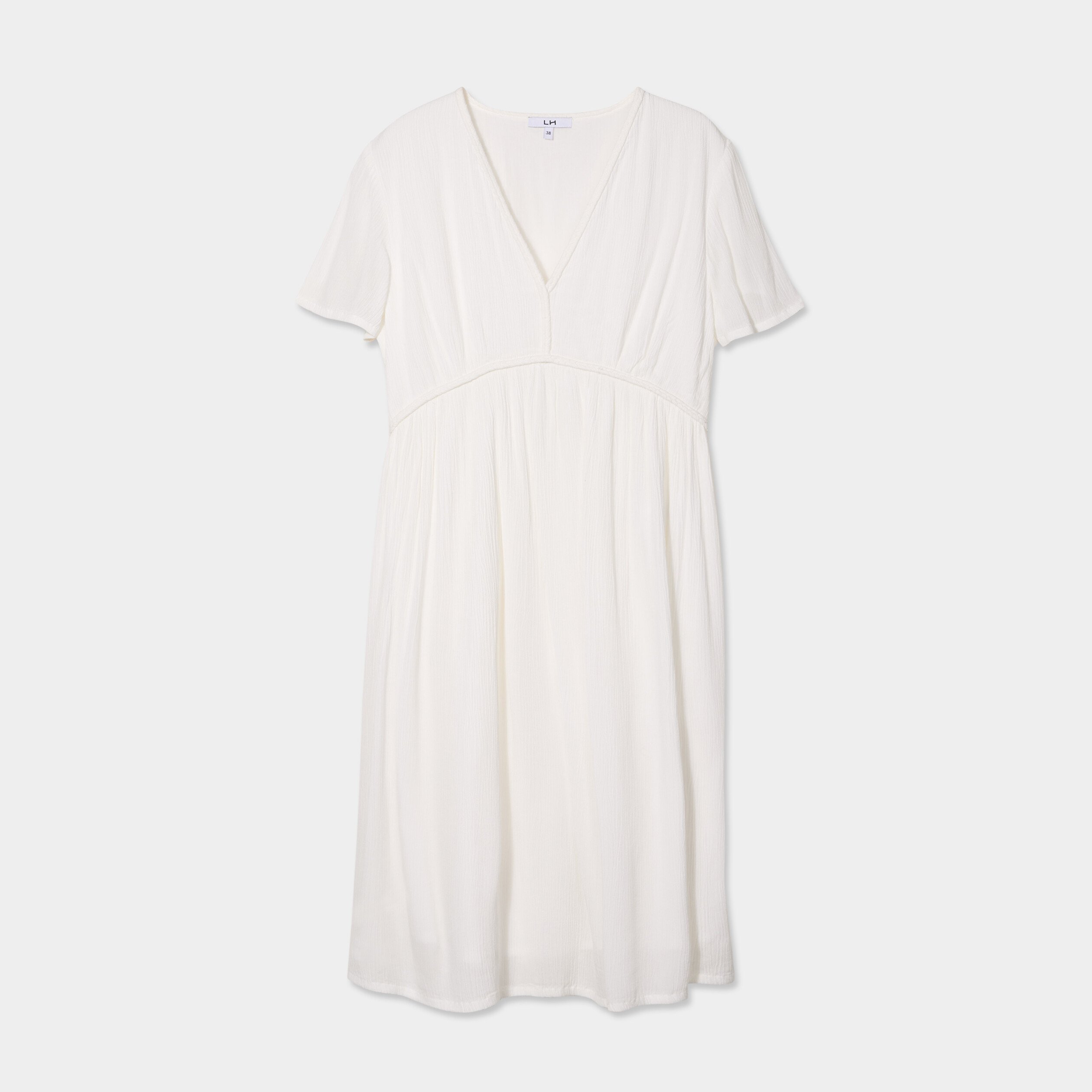 robe col en v details tresses blanc femme Robe col en V détails tressés blanc femme