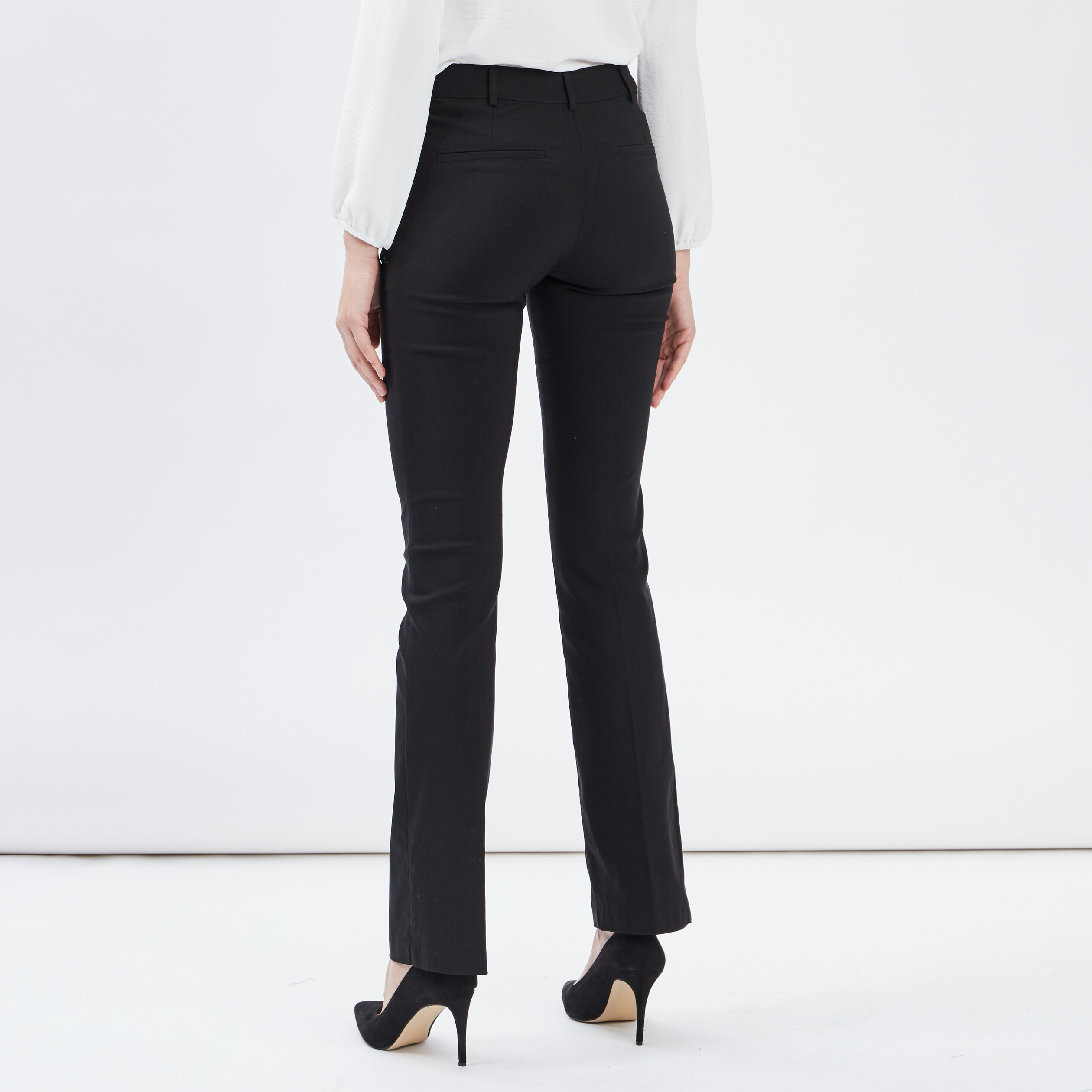 Pantalon bootcut taille basse noir femme
