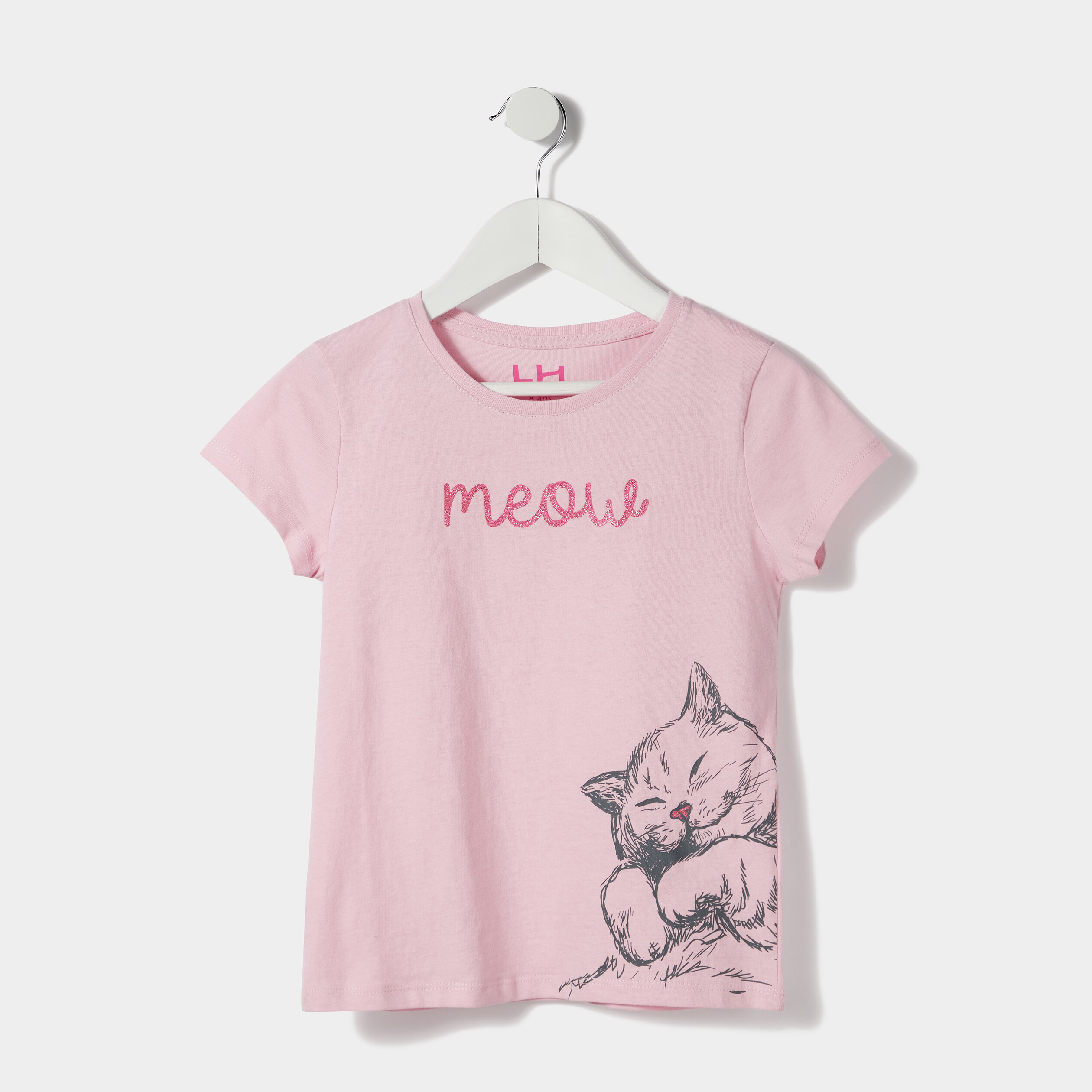 T-shirt manches courtes rose pastel fille