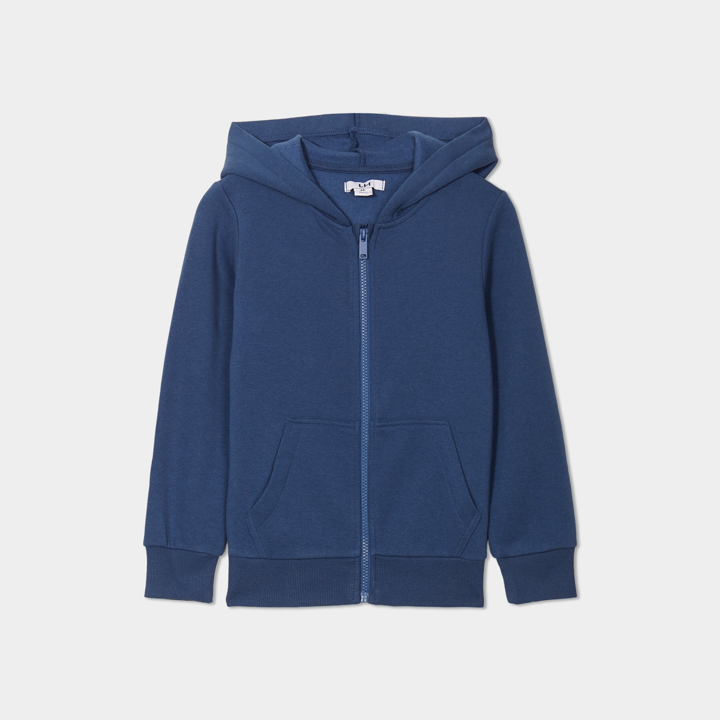 Sweat zipp&eacute; &agrave; capuche molleton bleu fonc&eacute; gar&ccedil;on