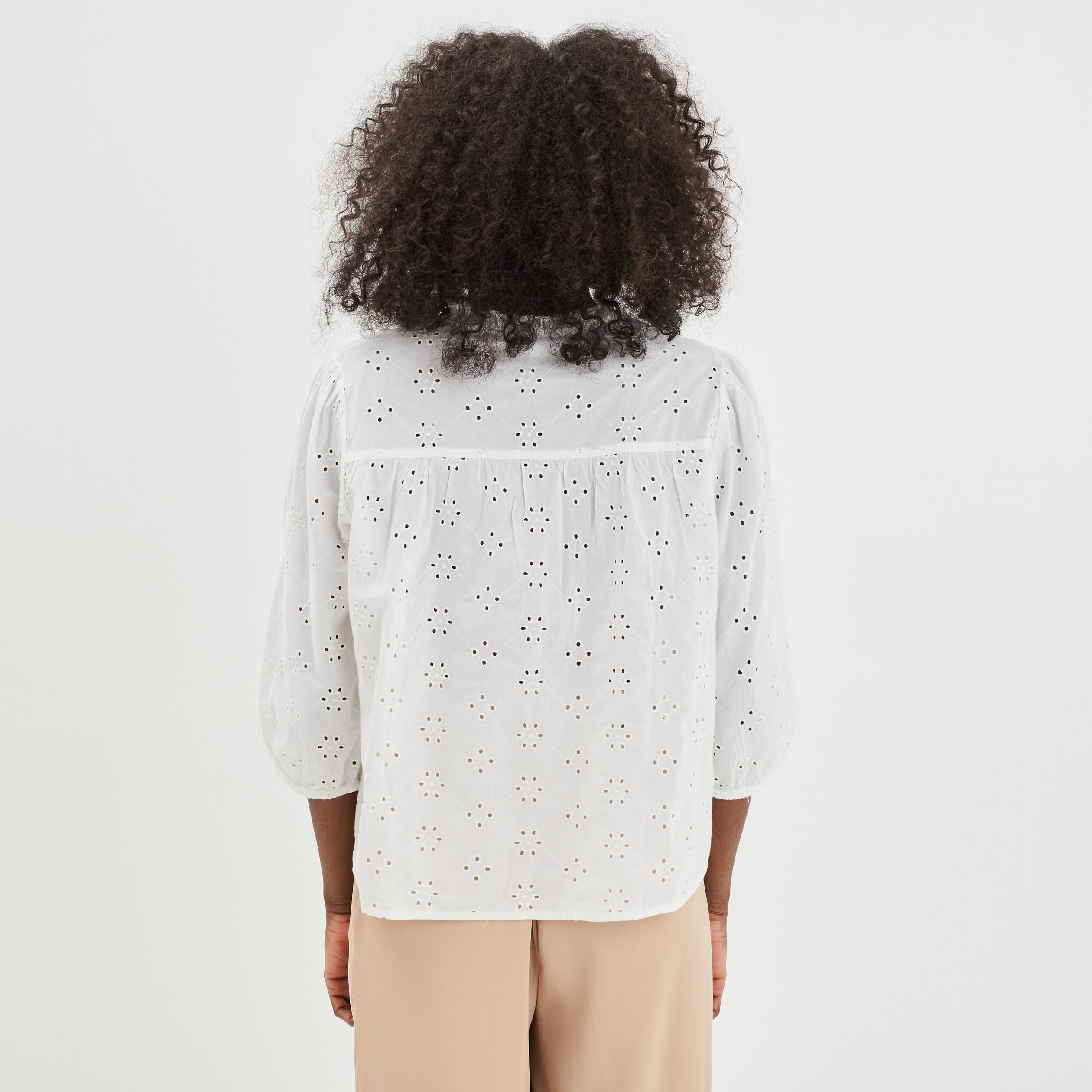 Blouse broderie anglaise coton Creeks jaune clair femme