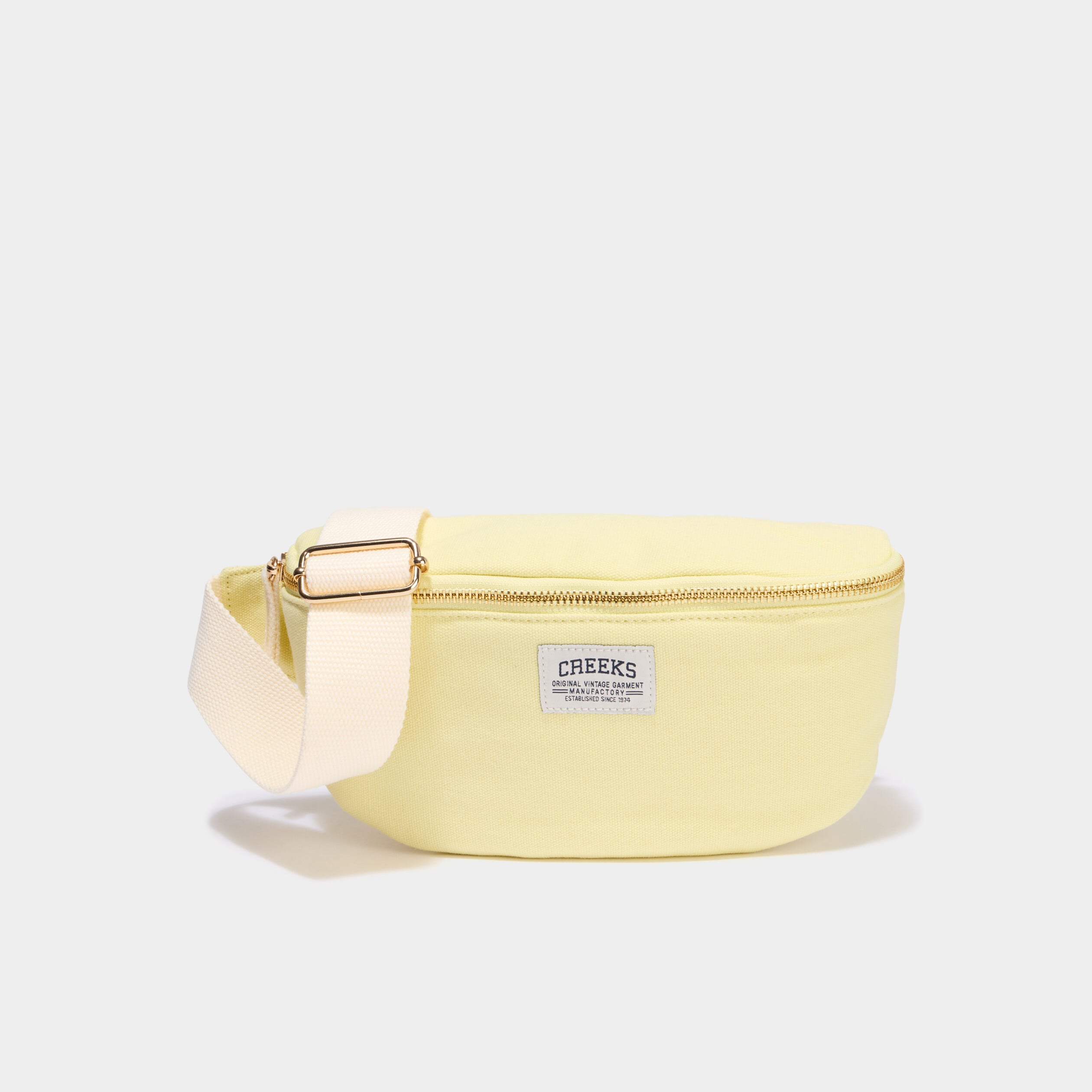 Sac banane bandouli&egrave;re en toile canvas jaune pastel femme