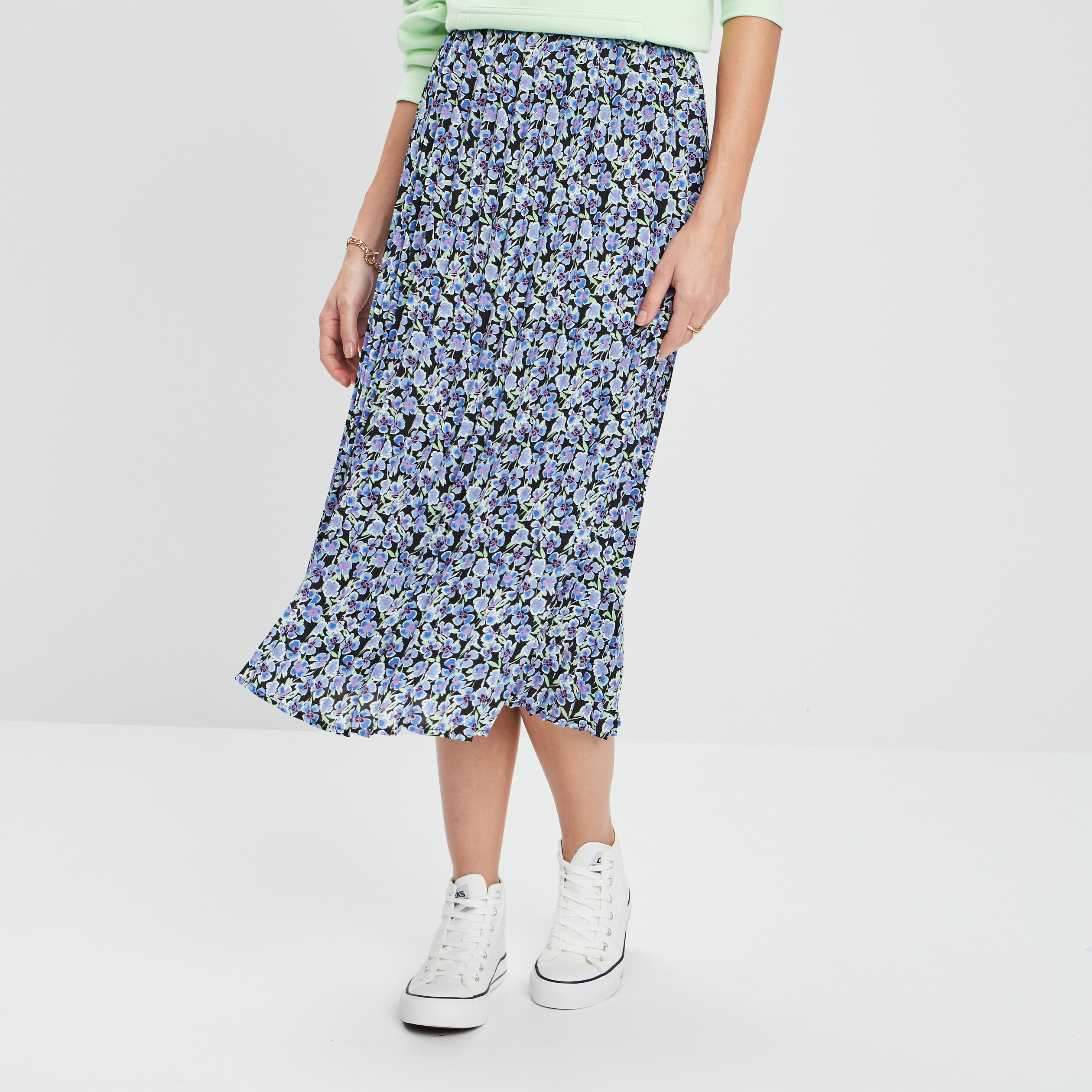 jupe longue droite plissee noir femme Jupe longue droite plissée noir femme