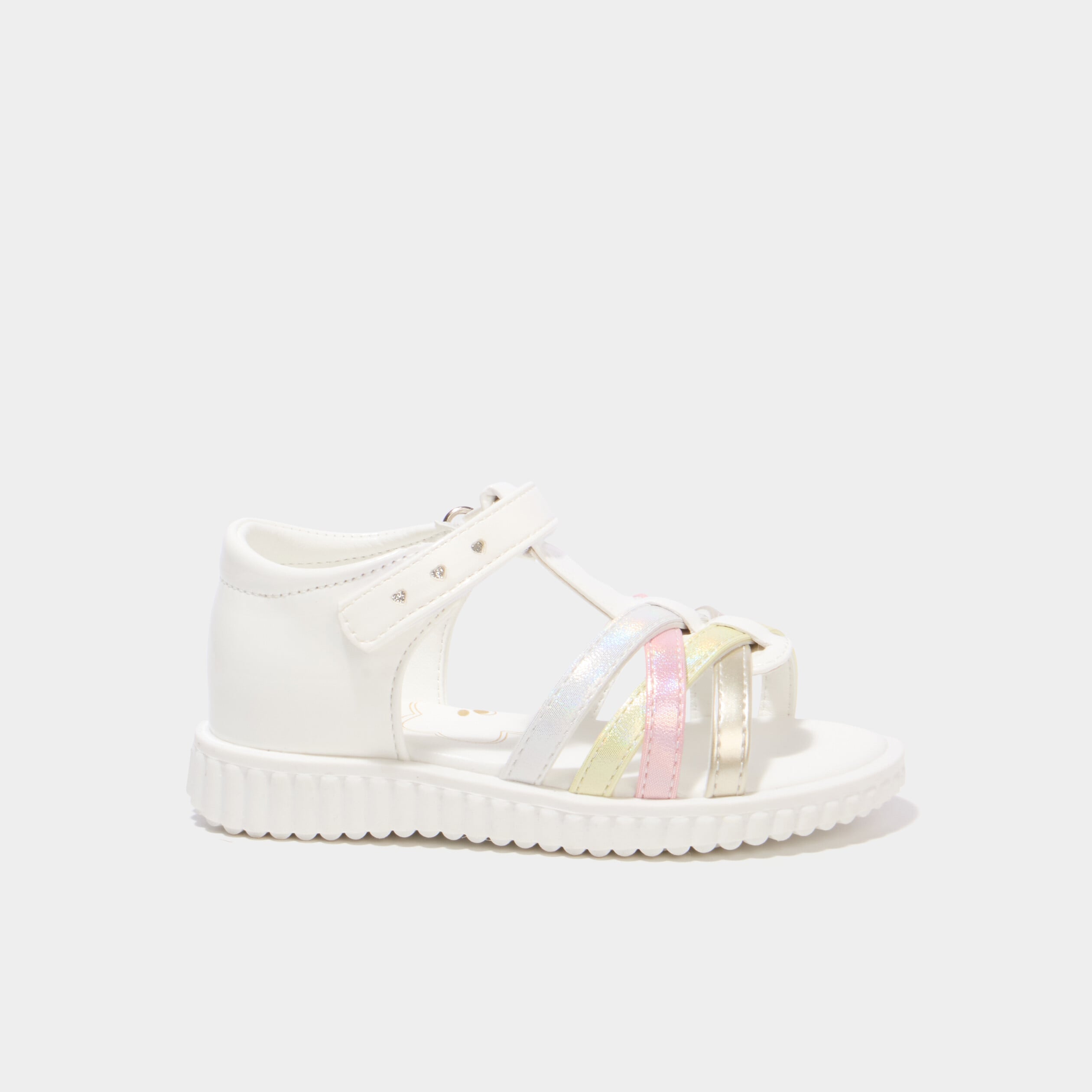 Sandales brides crois&eacute;es semelle souple blanc fille