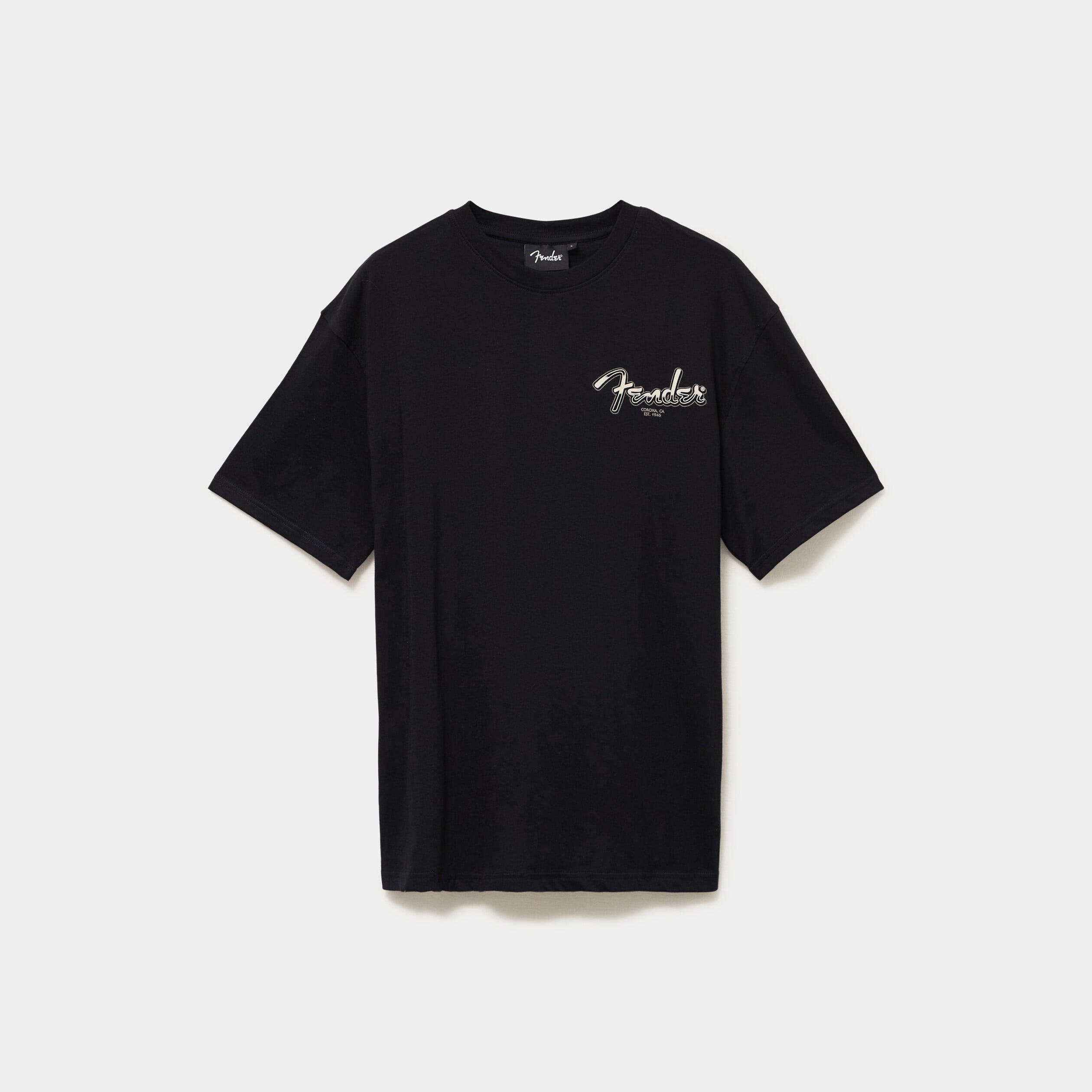T-shirt manches courtes coton Fender noir homme