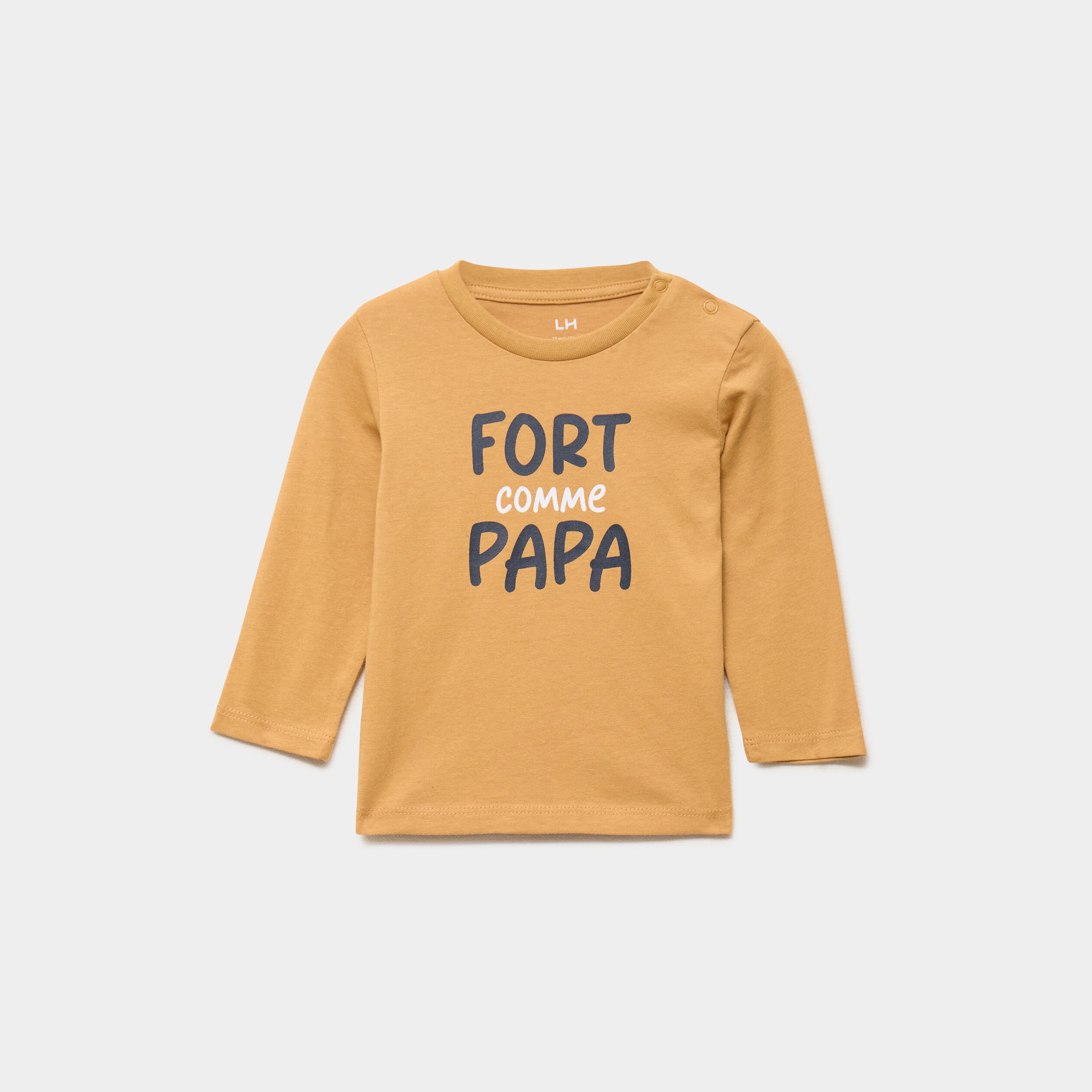 T-shirt &eacute;paule boutonn&eacute;e coton jaune moutarde b&eacute;b&eacute; gar&ccedil;on