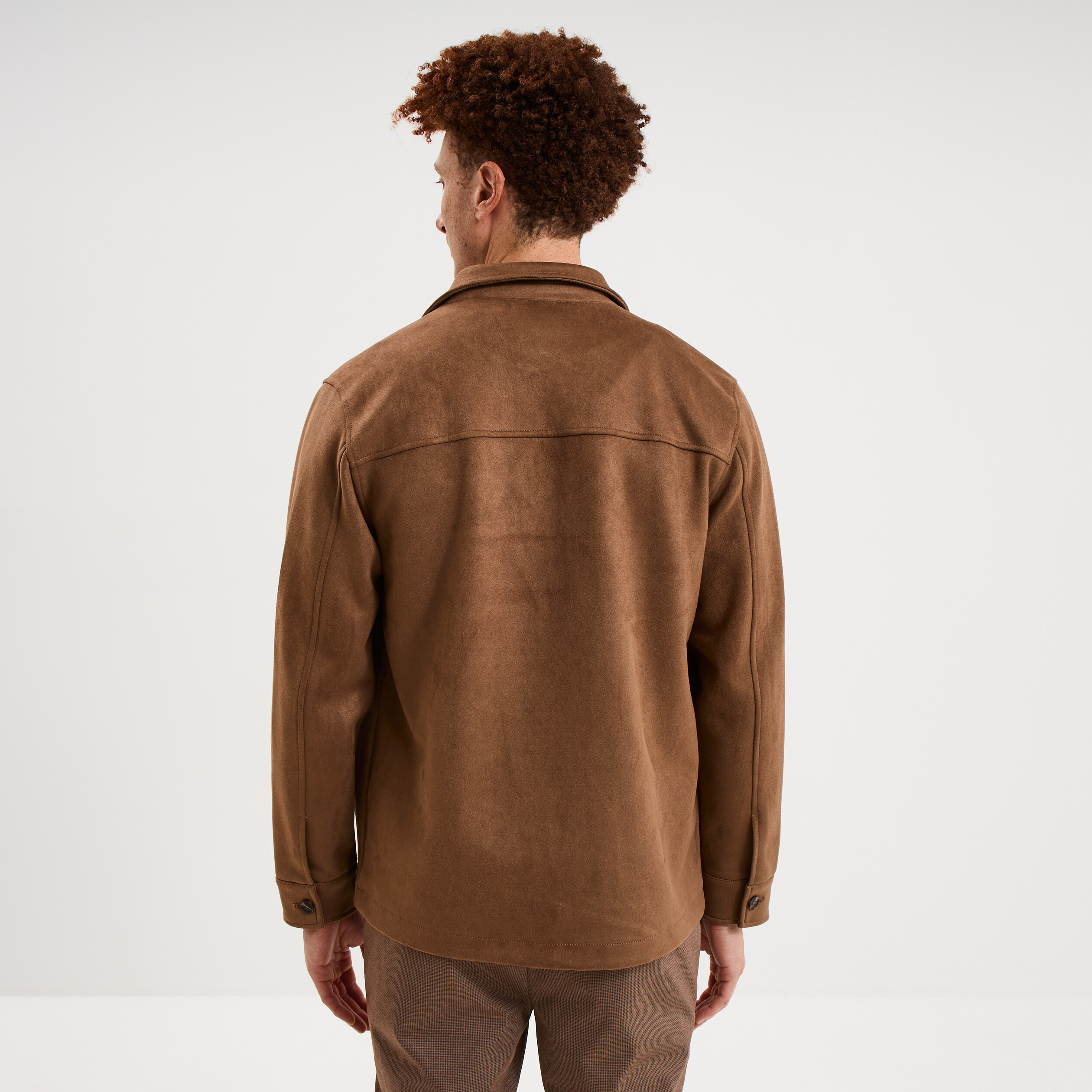 Surchemise droite en su&eacute;dine camel homme