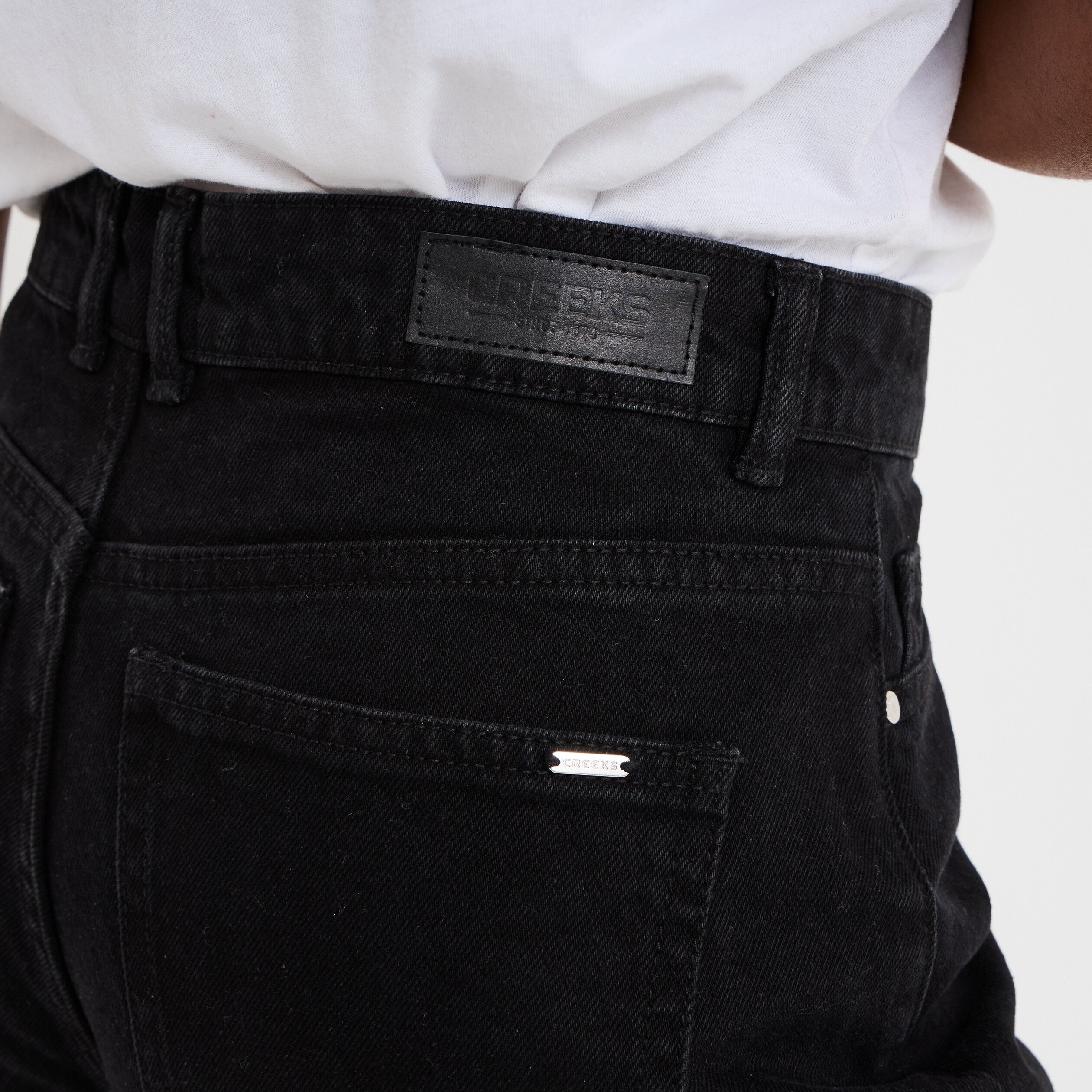 jeans large coton denim noir femme Jeans large coton denim noir femme
