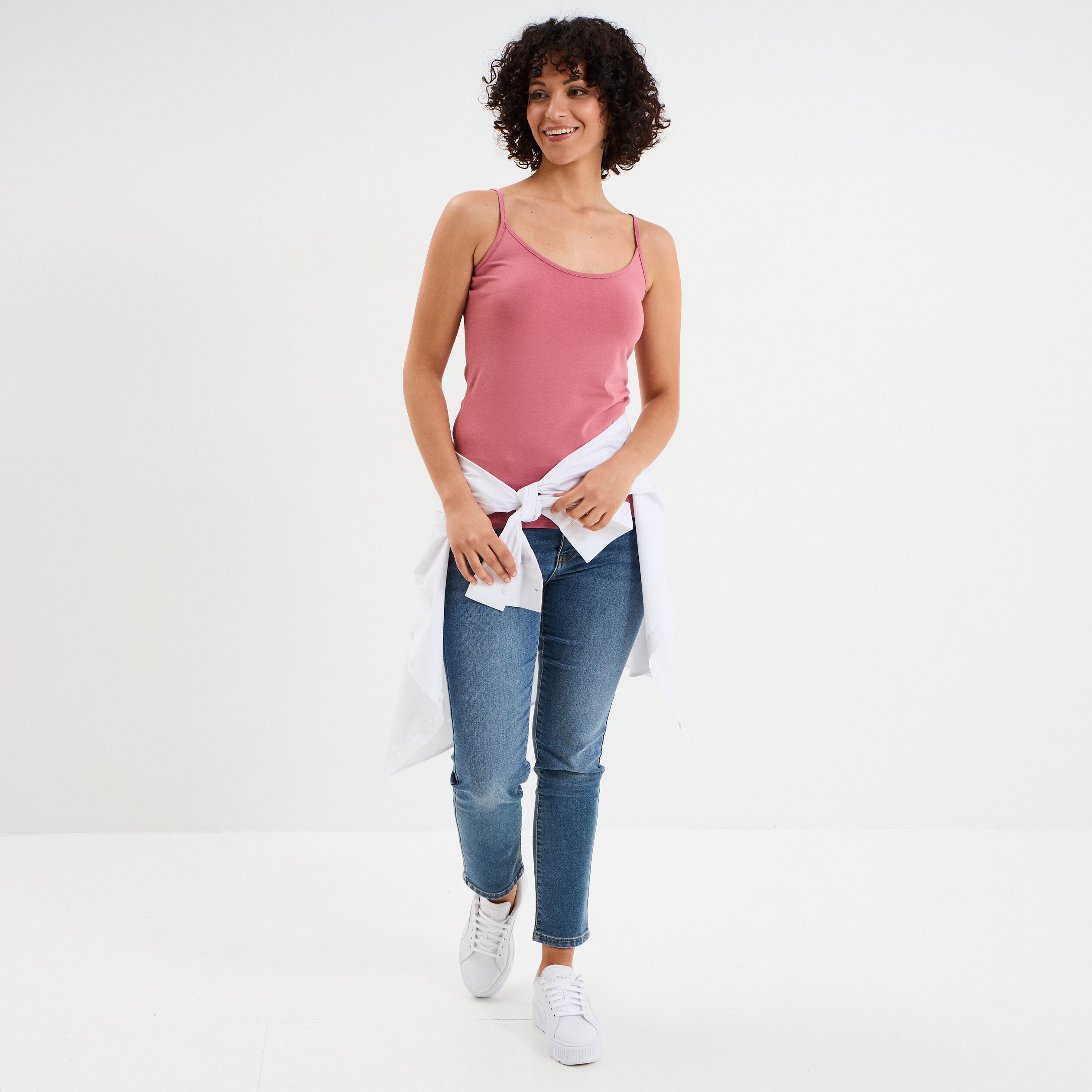 debardeur coton bretelles reglables vieux rose femme Débardeur coton bretelles réglables vieux rose femme
