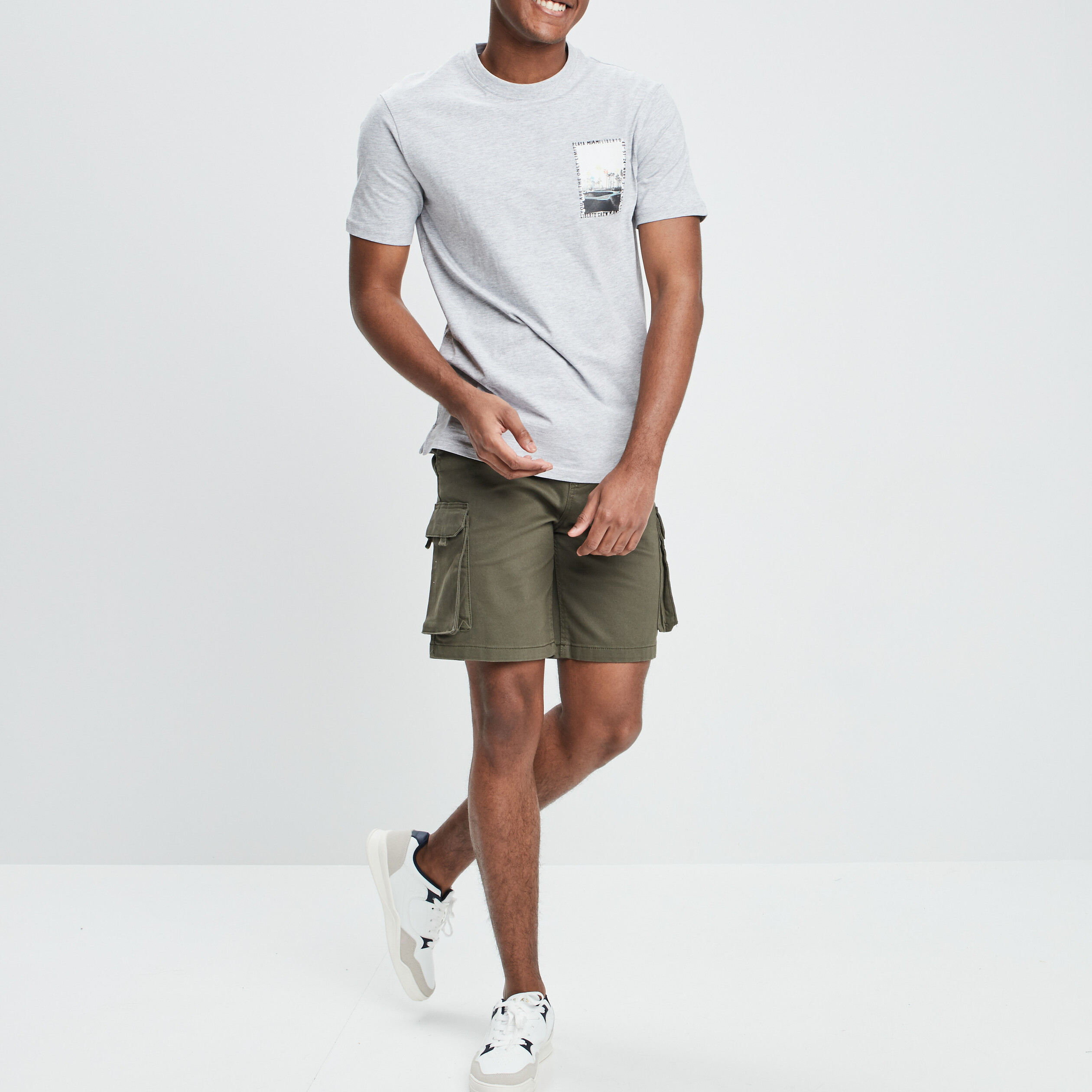 bermuda cargo a coulisse vert kaki homme Bermuda cargo à coulisse vert kaki homme