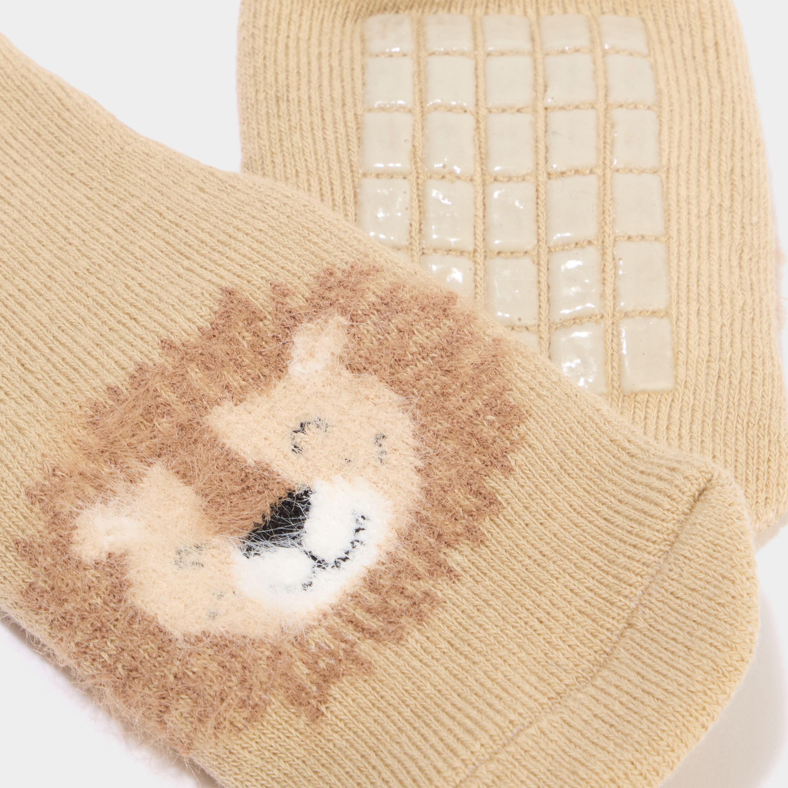 Chaussettes d'int&eacute;rieur marron clair b&eacute;b&eacute; gar&ccedil;on