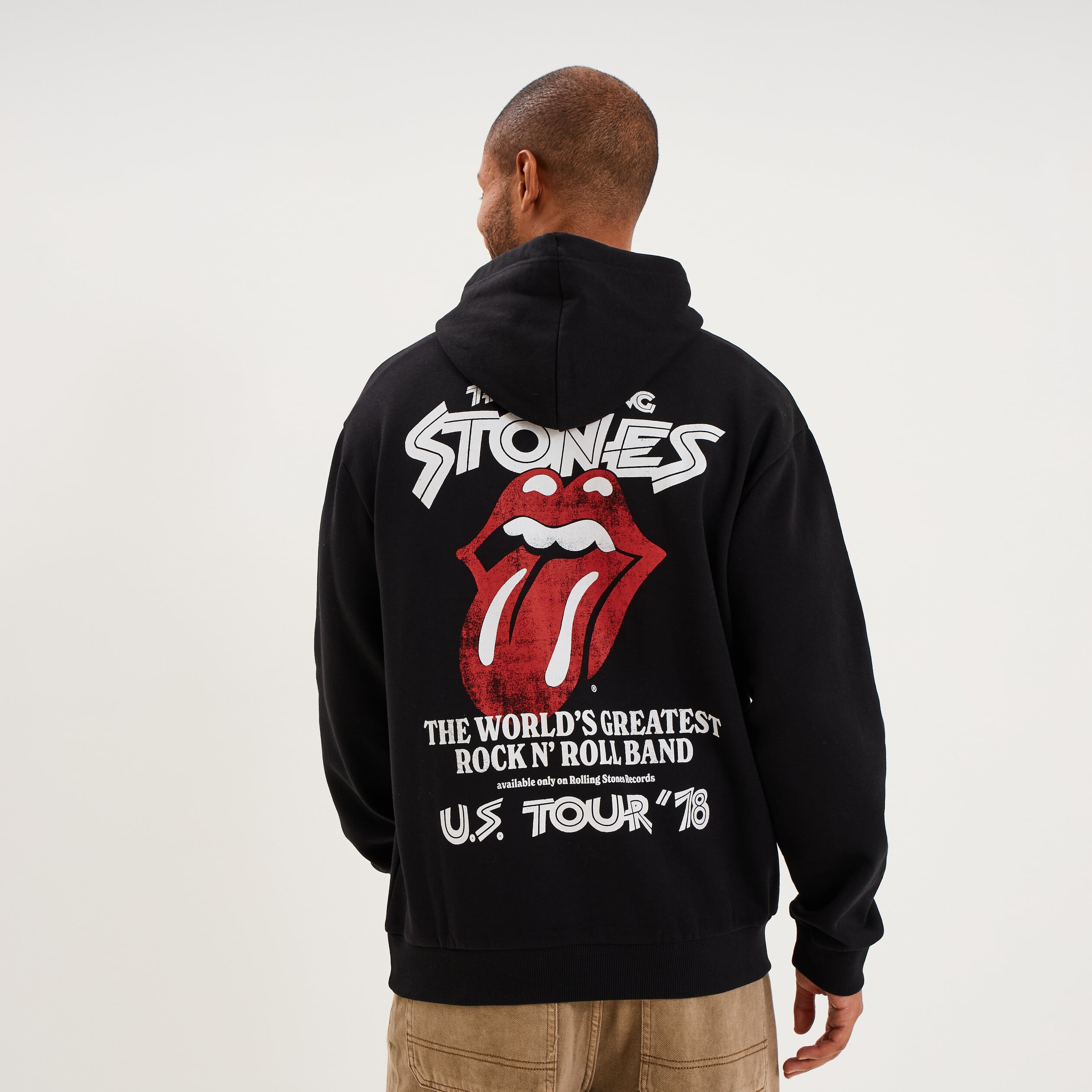 Sweat hoodie 1 poche The Rolling Stones gris fonc&eacute; homme